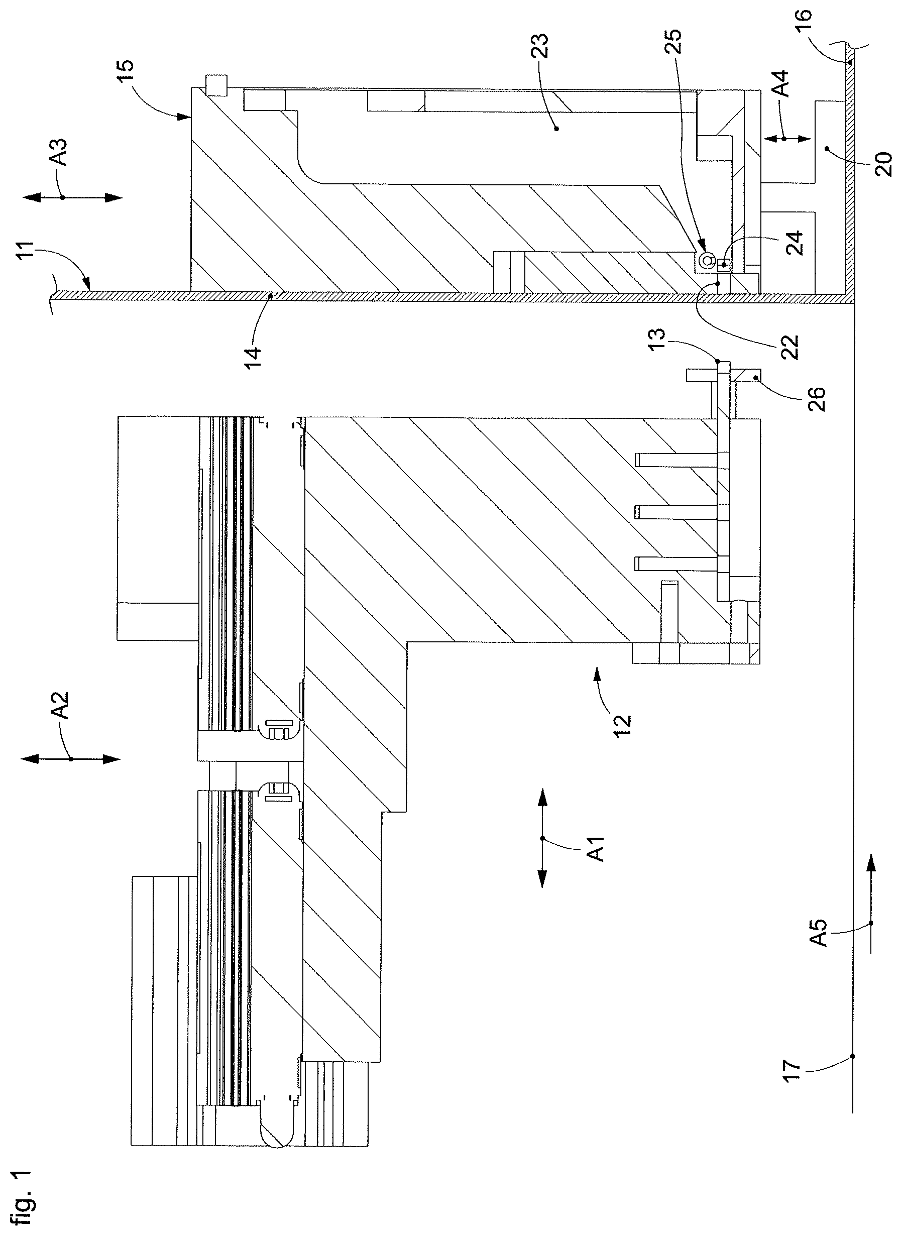 Patent US12157247 Figure 1 – Machine and method for punching a box-shaped element or suchlike