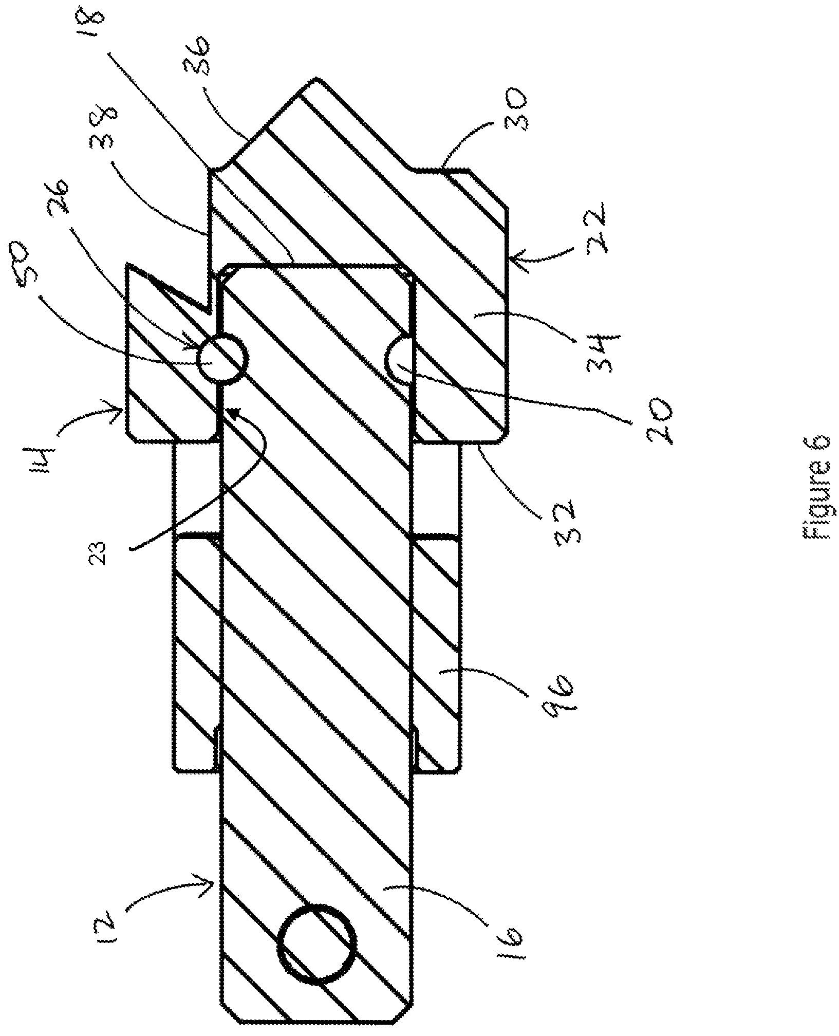 Patent US12157248 Figure 6 – Log dog and adjustable log dog set bar assembly