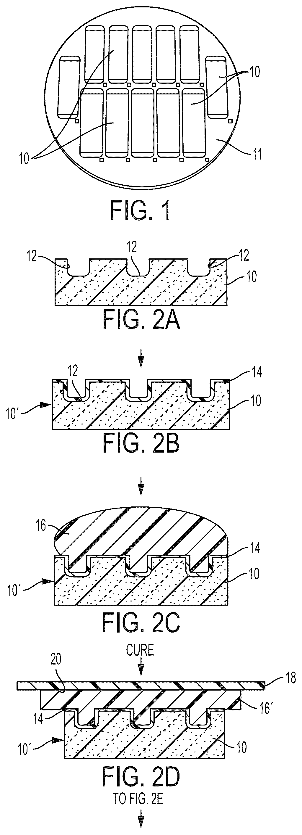Patent US12157252 Figure 1 – Imprinting apparatus including silicon master with a plurality of nanofeatures and an anti-stick layer having a cyclosiloxane and method of forming