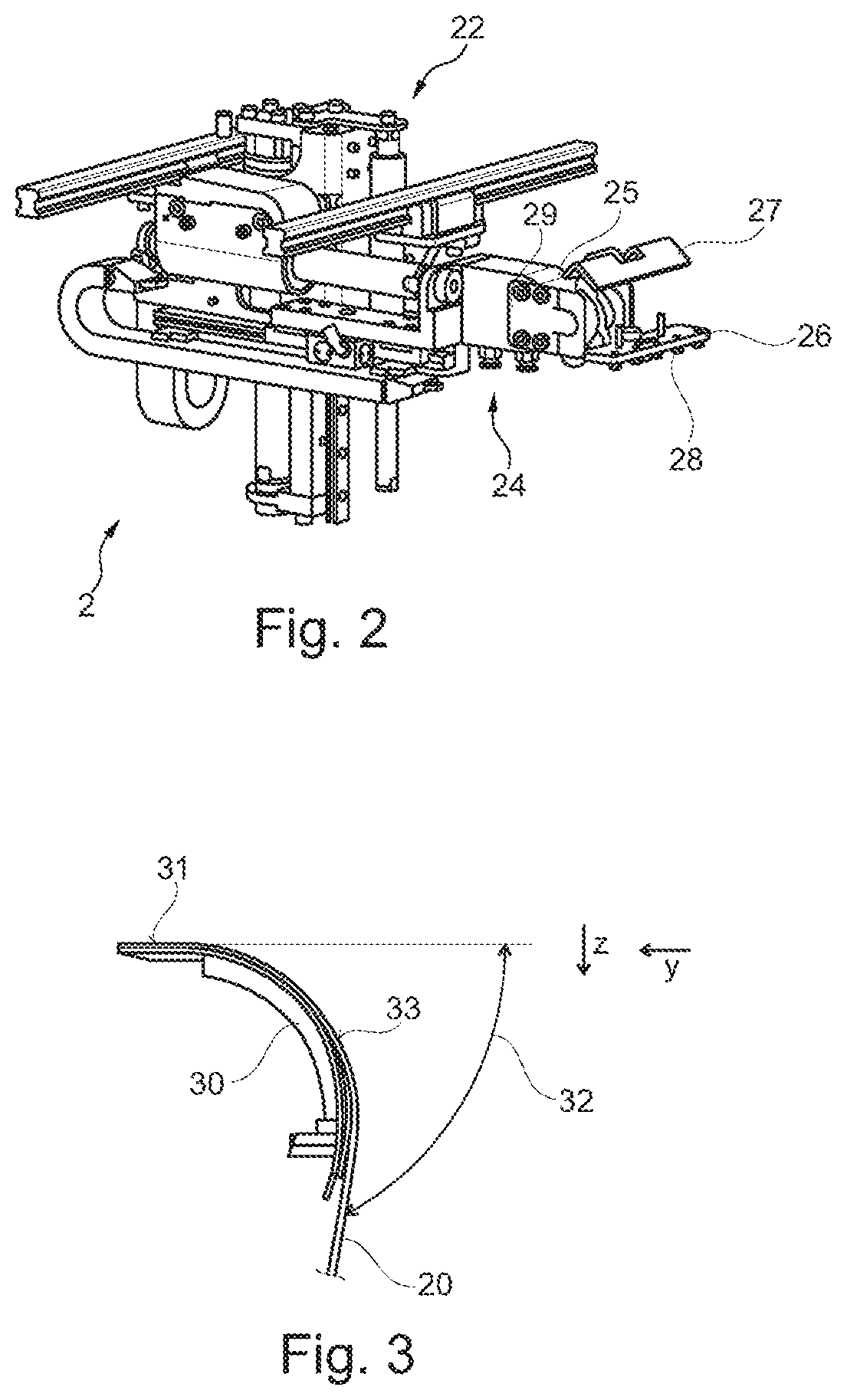 Patent US12157266 Figure 2 – Gripper for a draping frame and for a device, draping frame, device and method for the forming of and/or covering using a film element, system for manufacturing a moulded part or a covered component, method for retro-fitting a device of this type, method for manufacturing a covered component