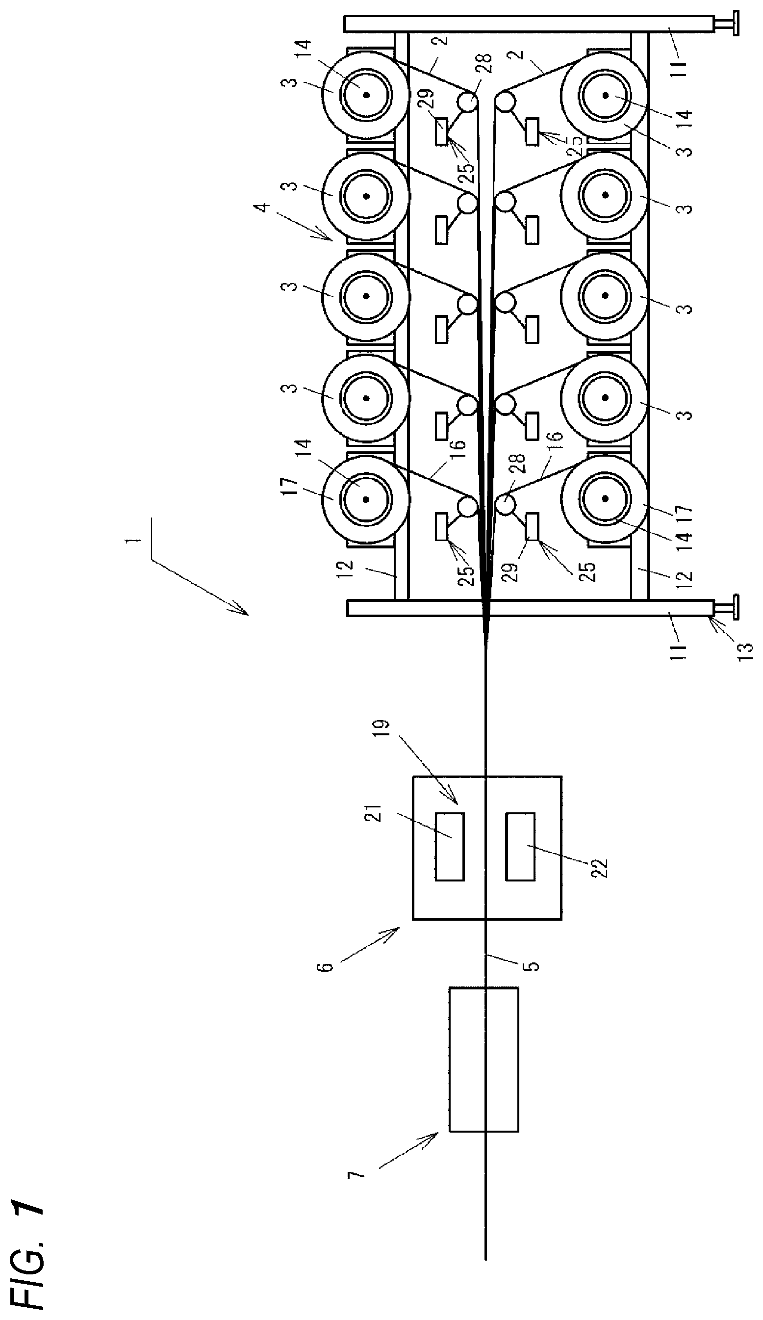 Patent US12157281 Figure 1 – Continuous forming apparatus of fiber reinforced composite