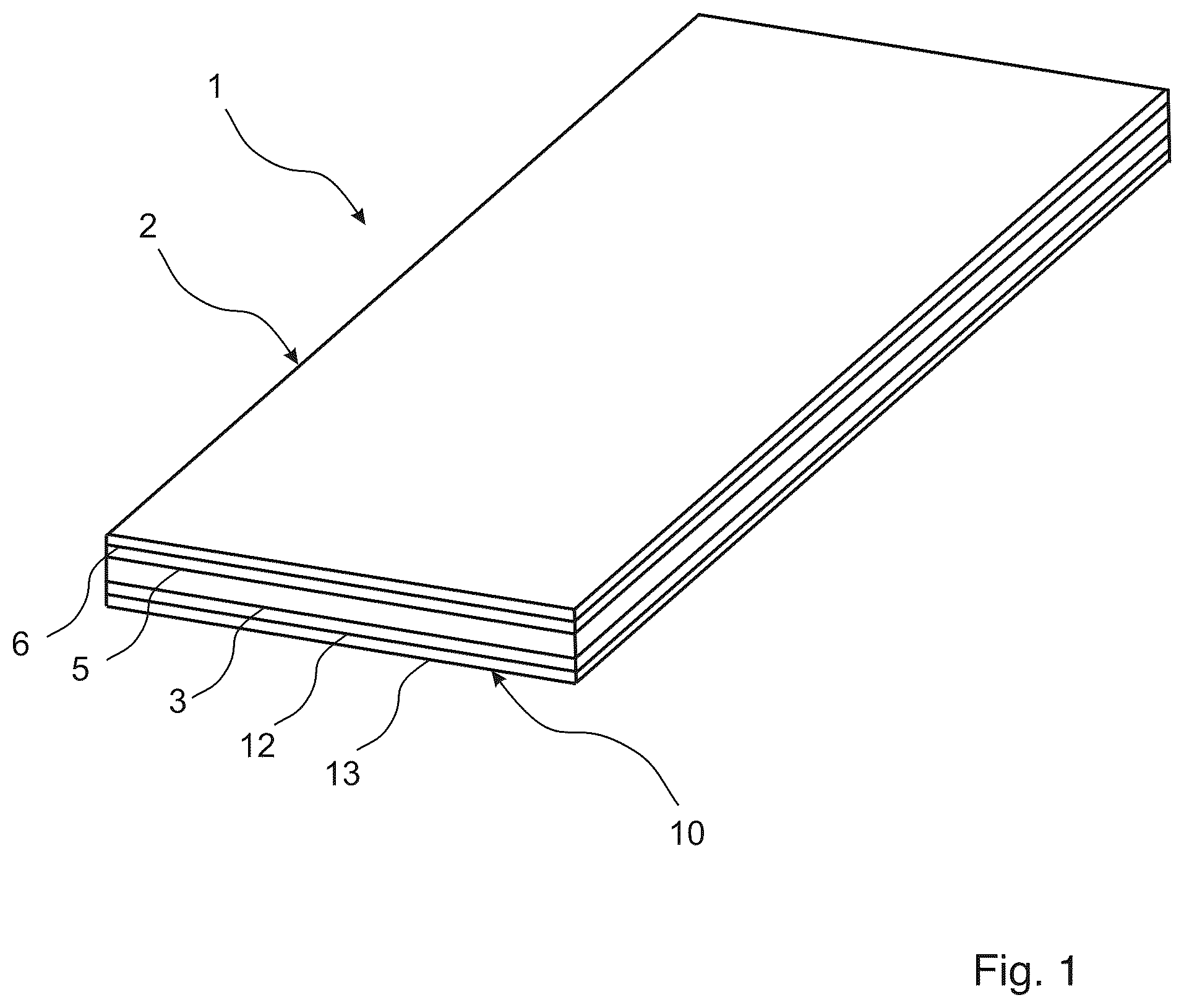 Patent US12157295 Figure 1 – Building panel and a method to produce such a building panel