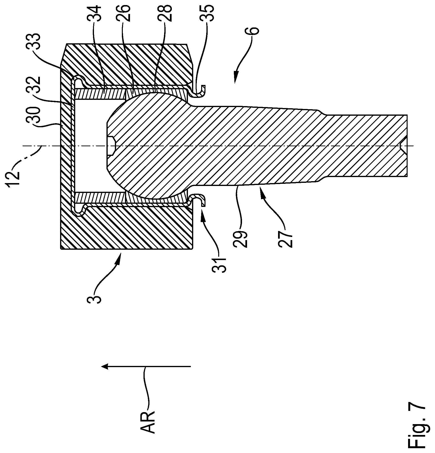 Patent US12157344 Figure 6 – Load introduction element for a chassis component, method for producing a load introduction element, and chassis component