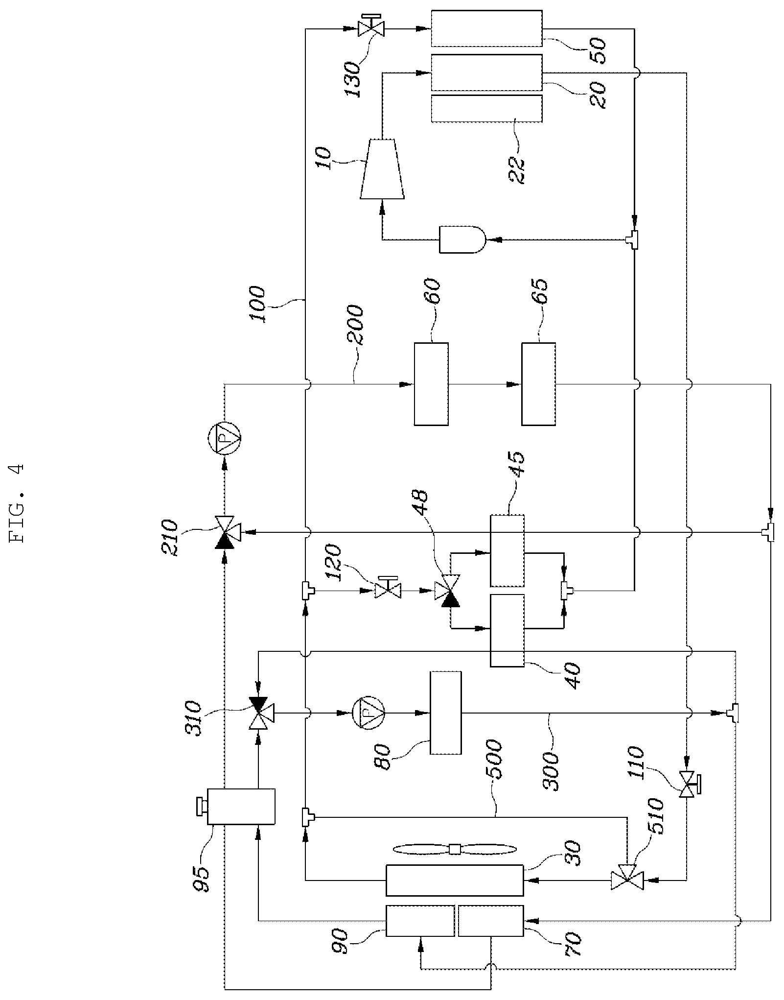 Patent US12157345 Figure 4 – Integrated thermal management circuit for vehicle