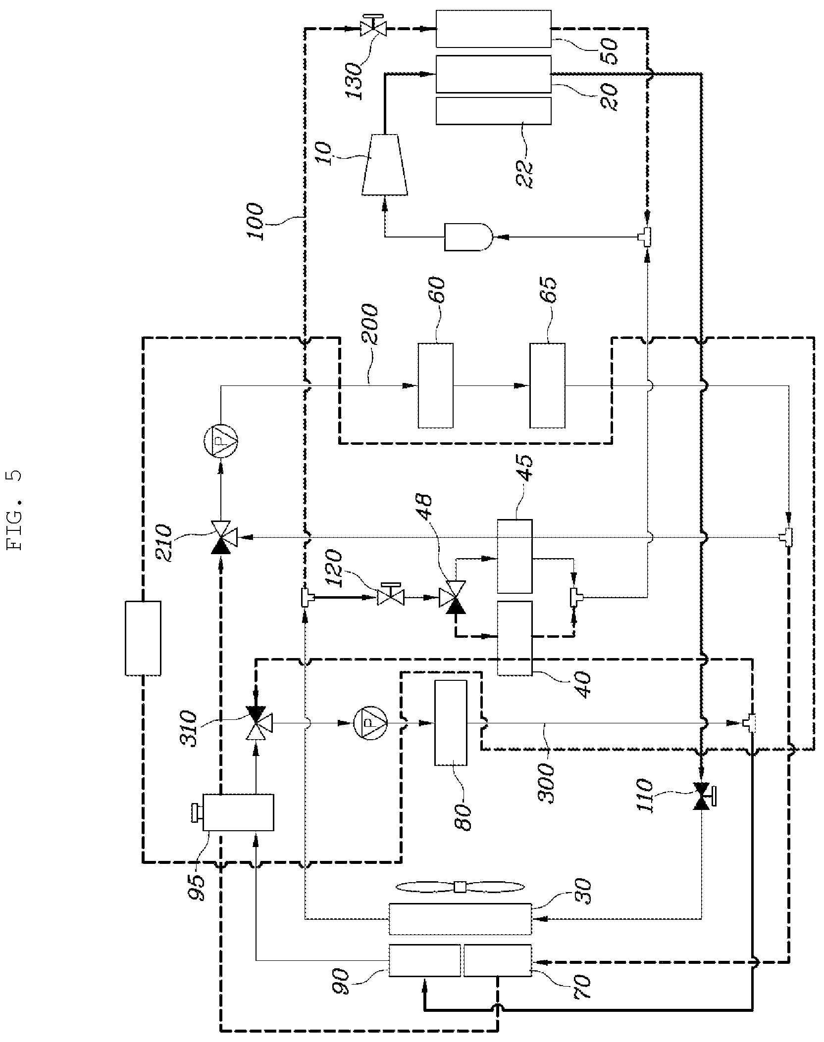 Patent US12157345 Figure 5 – Integrated thermal management circuit for vehicle
