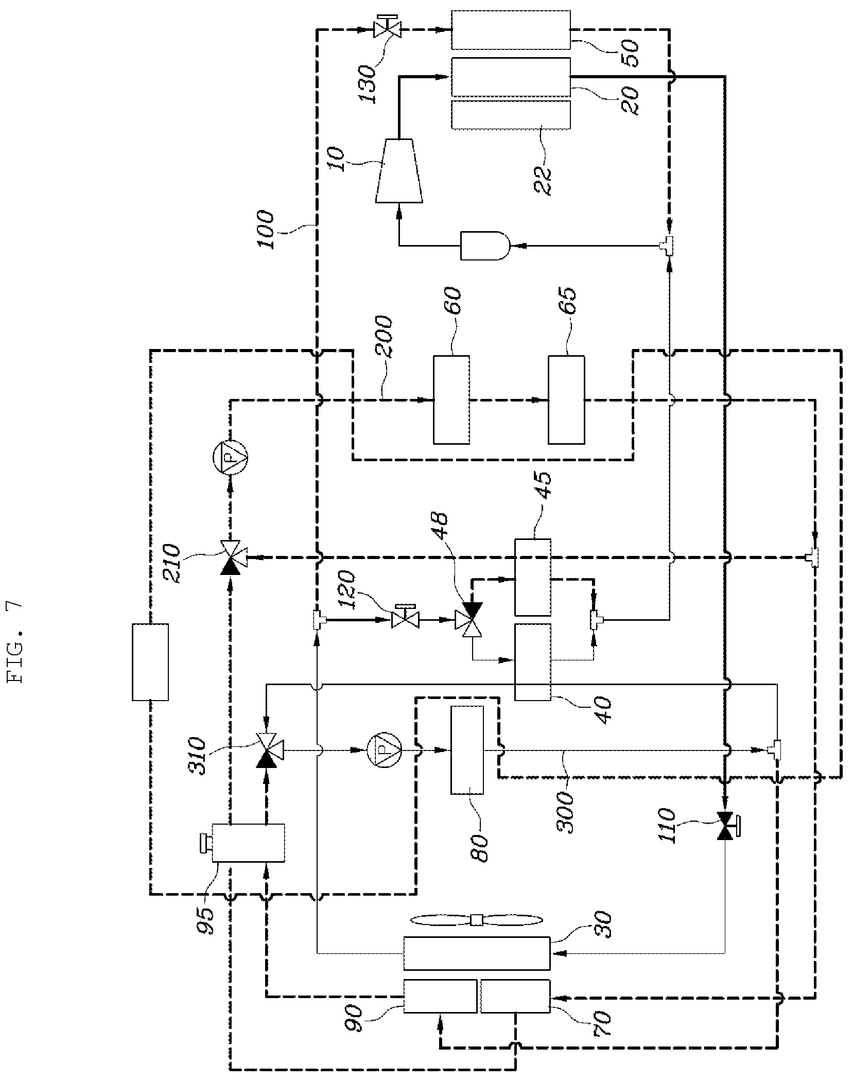 Patent US12157345 Figure 7 – Integrated thermal management circuit for vehicle