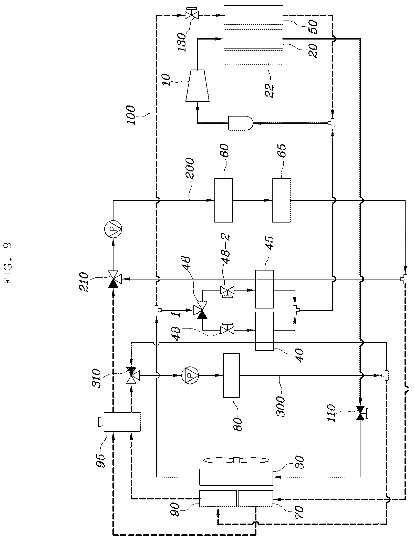 Patent US12157345 Figure 9 – Integrated thermal management circuit for vehicle