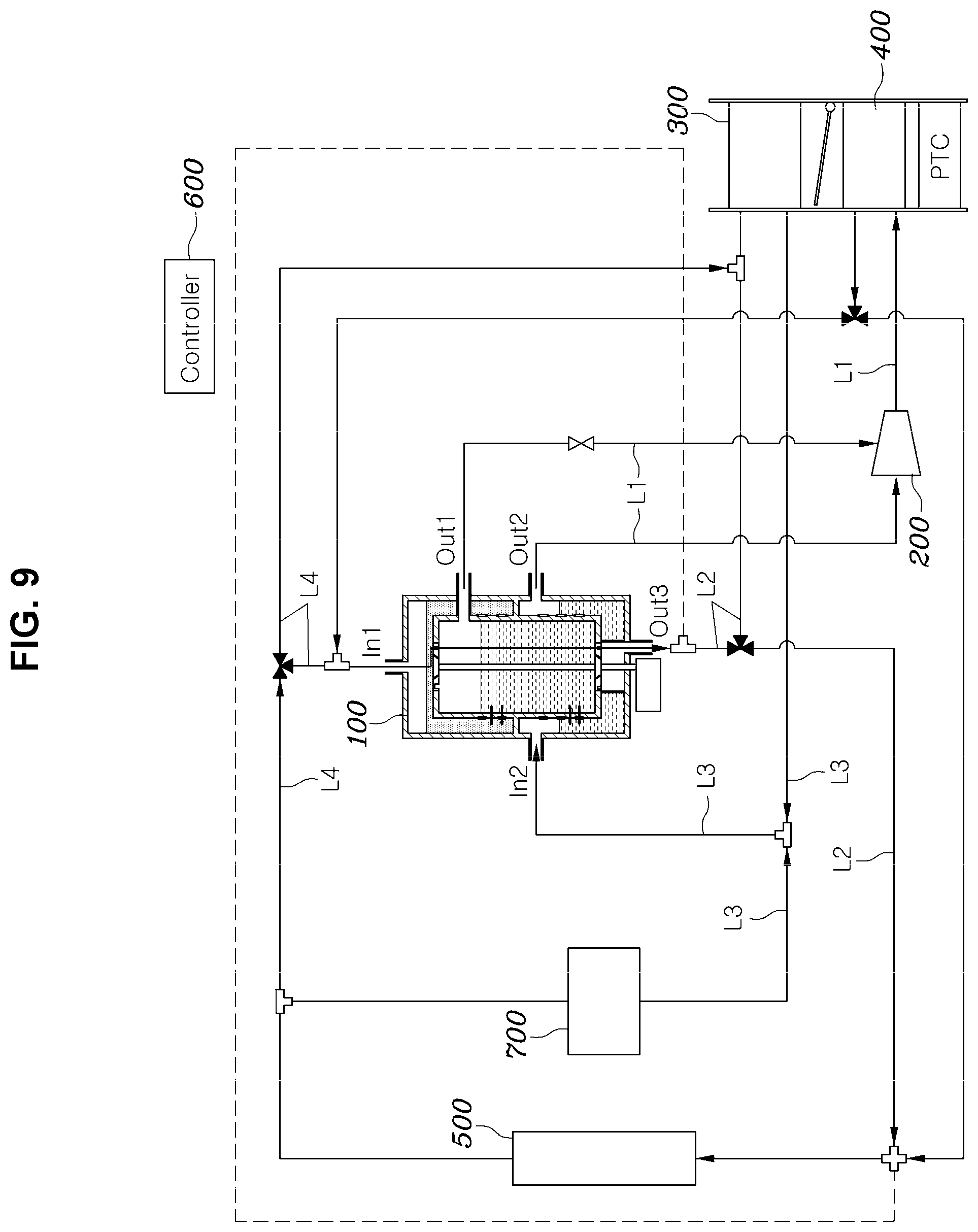 Patent US12157348 Figure 9 – Injection-type heat exchange module and vehicle thermal management system using same