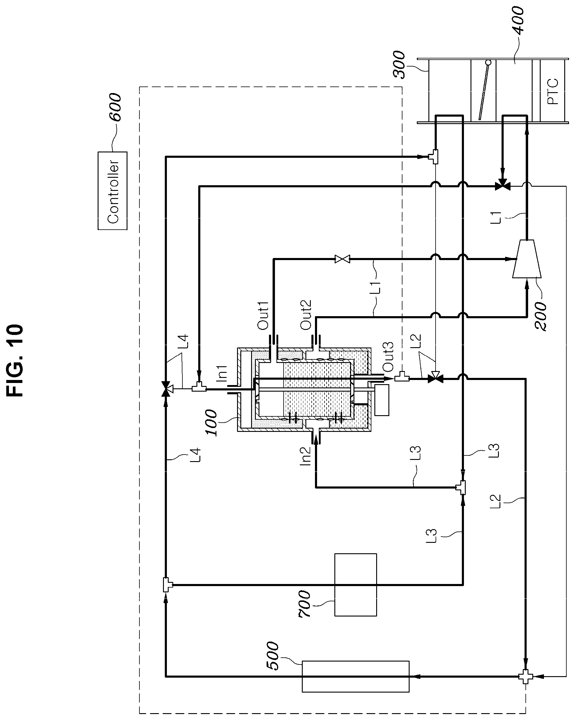 Patent US12157348 Figure 10 – Injection-type heat exchange module and vehicle thermal management system using same