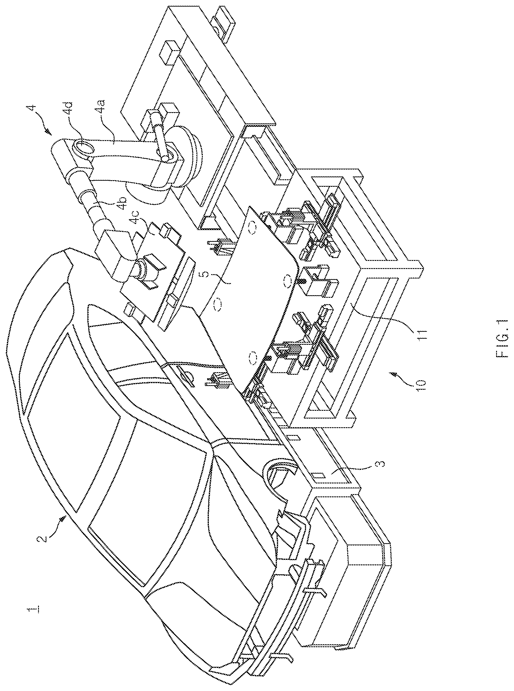 Patent US12157350 Figure 1 – Automotive glass setting apparatus and method thereof