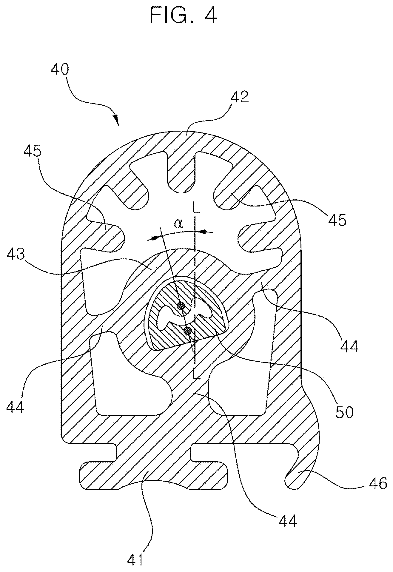 Patent US12157352 Figure 4 – Weather strip for vehicle