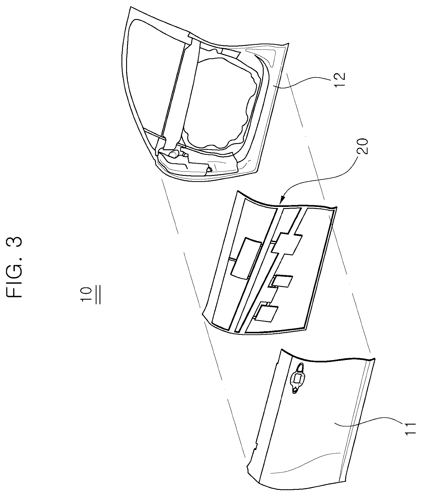Patent US12157353 Figure 3 – Panel door for vehicle having improved stiffness
