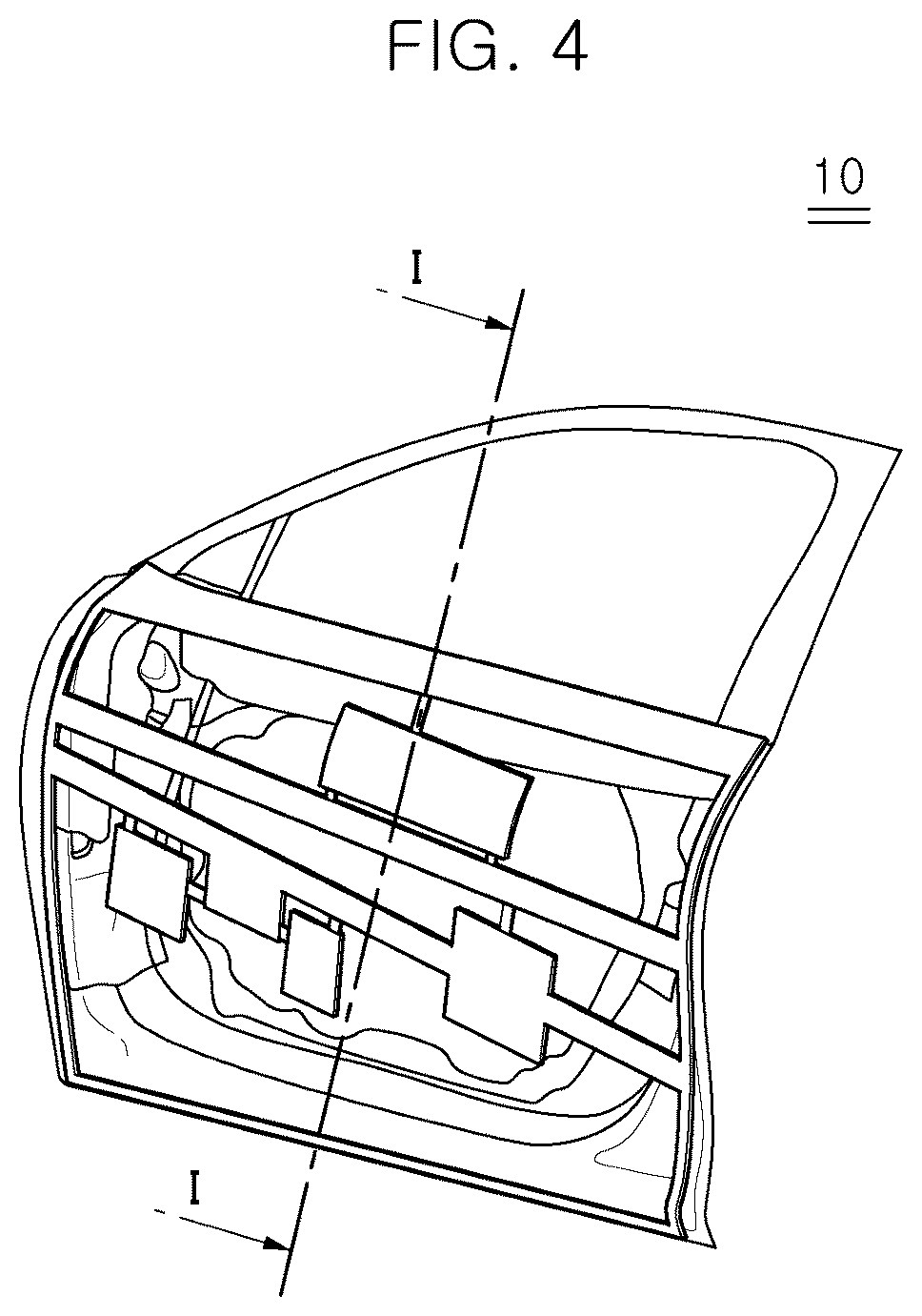 Patent US12157353 Figure 4 – Panel door for vehicle having improved stiffness