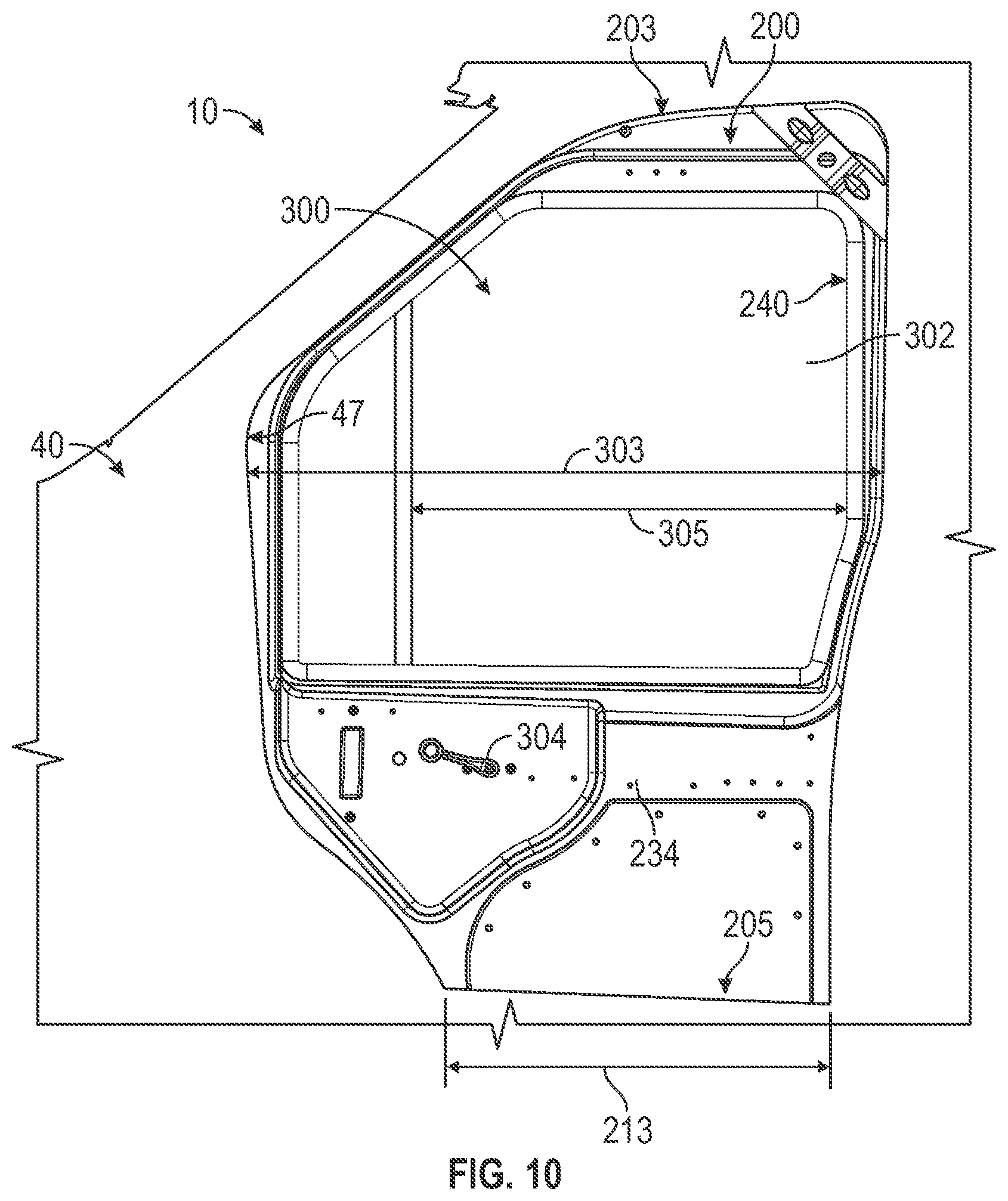 Patent US12157354 Figure 8 – Vehicle door and window arrangement