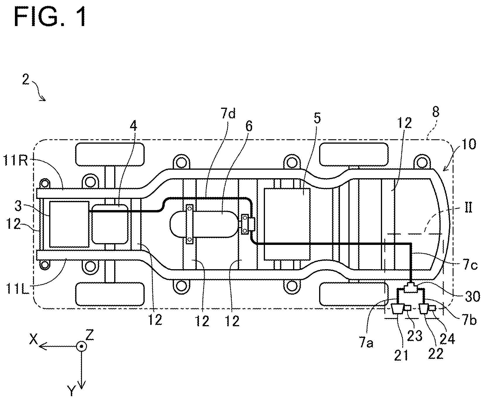 Patent US12157363 Figure 1 – Vehicle comprising fuel inlet