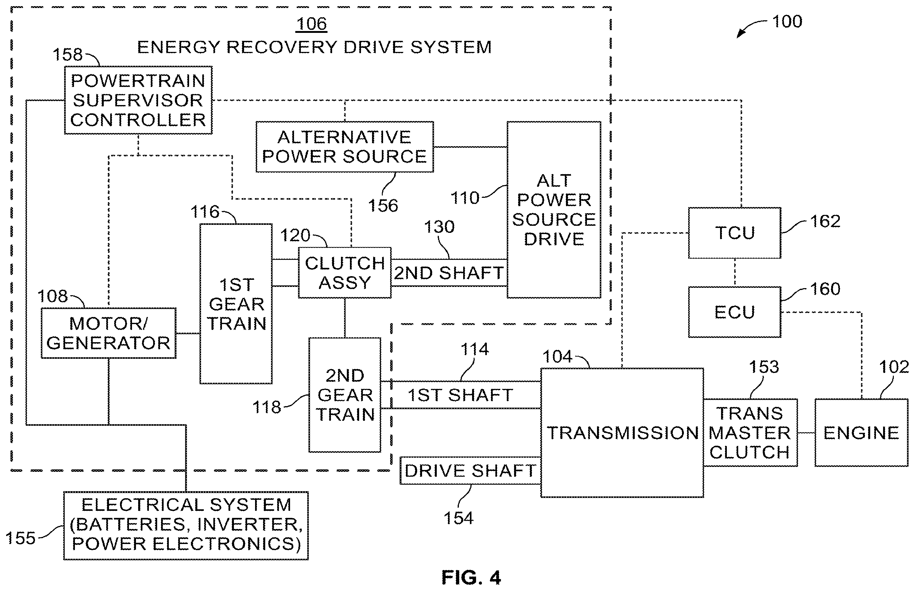 Patent US12157369 Figure 4 – Transmission-mounted combined energy recovery drive
