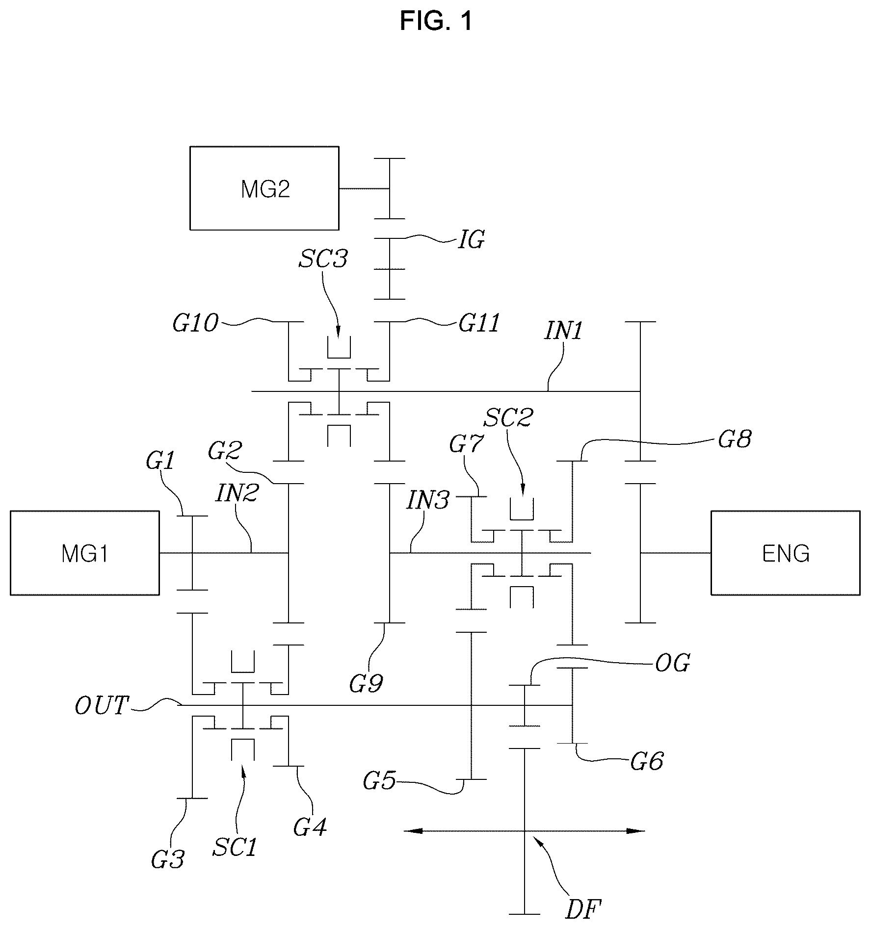 Patent US12157370 Figure 1 – Hybrid powertrain for vehicle