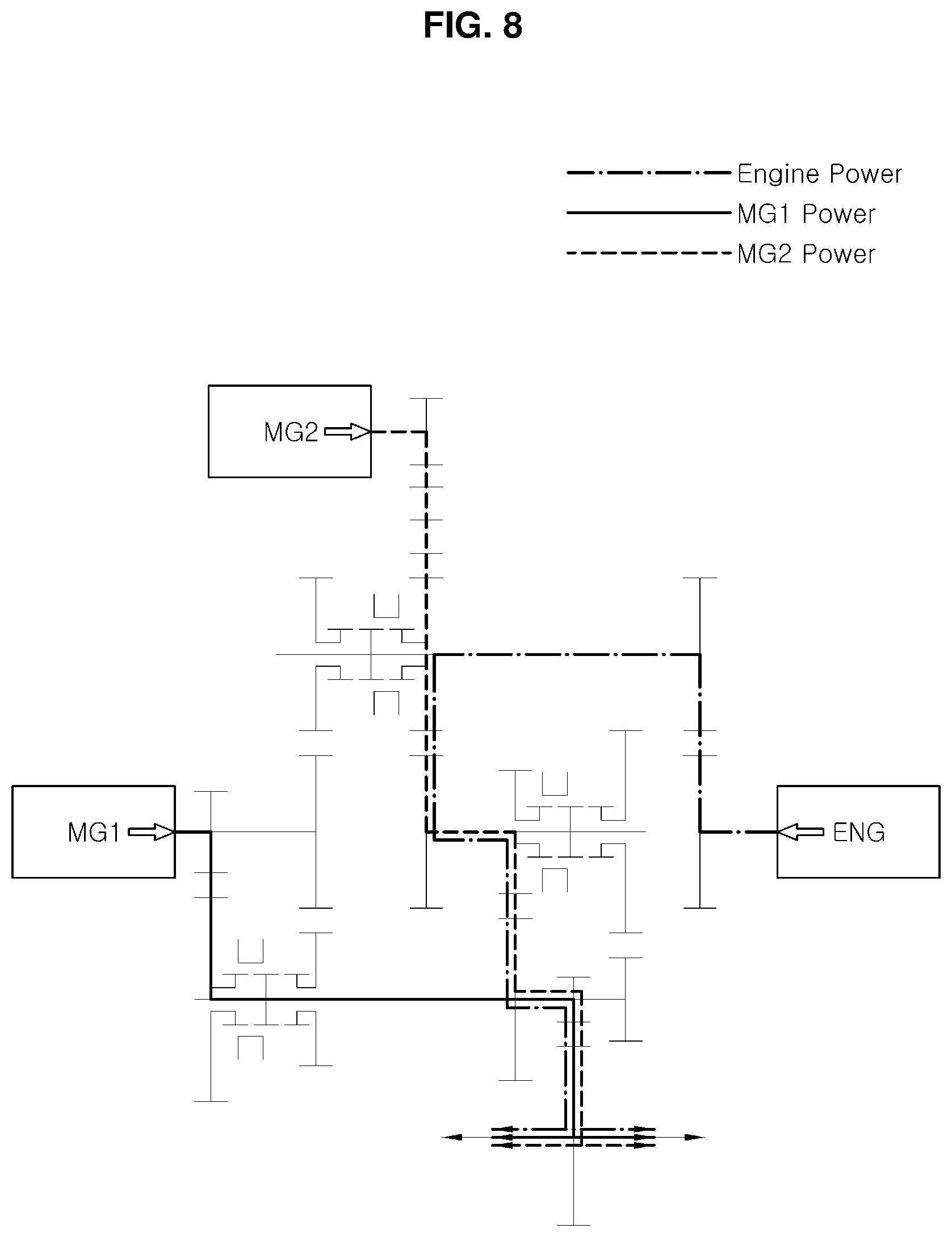 Patent US12157370 Figure 8 – Hybrid powertrain for vehicle