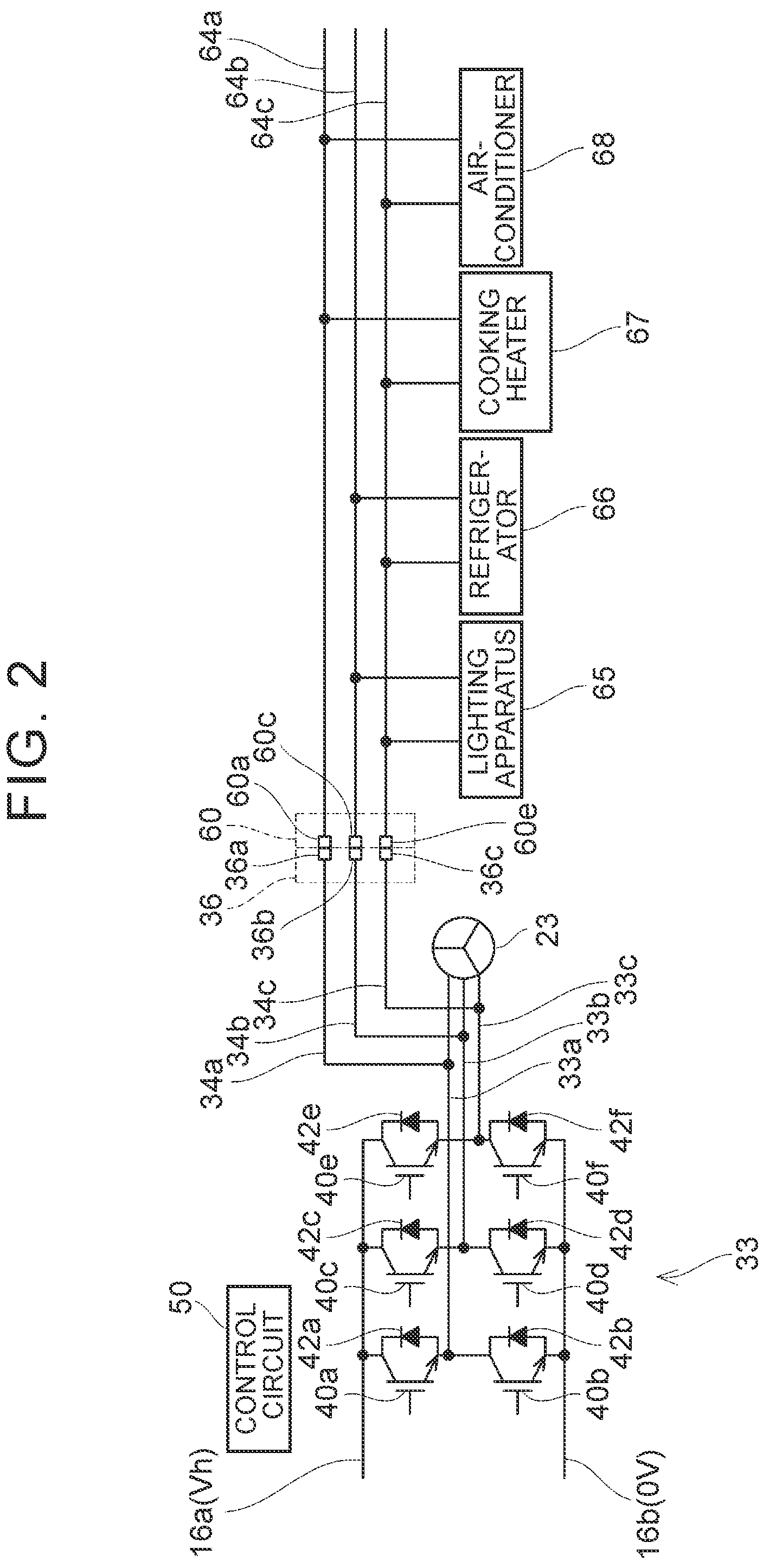 Patent US12157372 Figure 2 – Vehicle comprising changeover device and output connector for supplying different voltage types