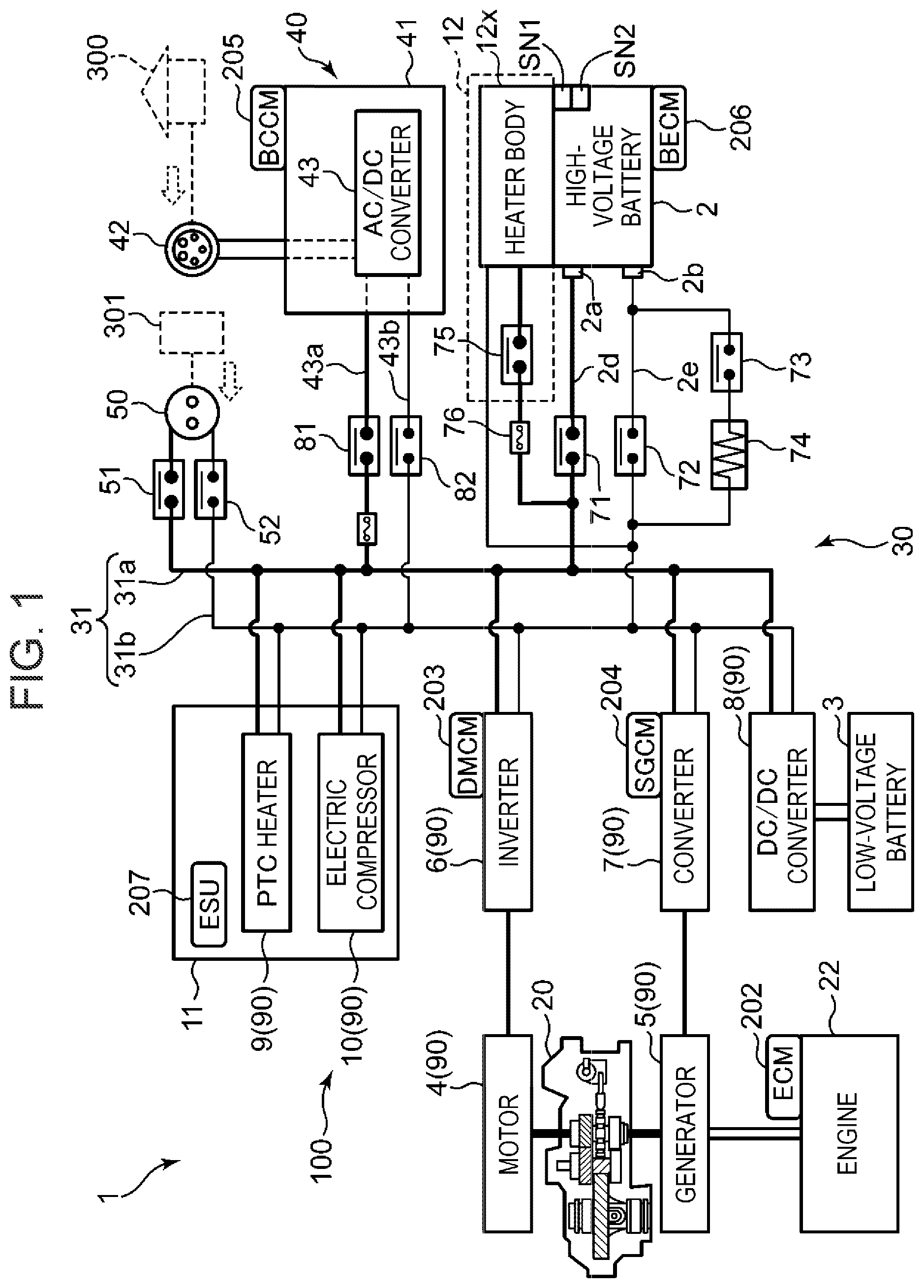 Patent US12157373 Figure 1 – Battery heater failure diagnostic device for vehicle