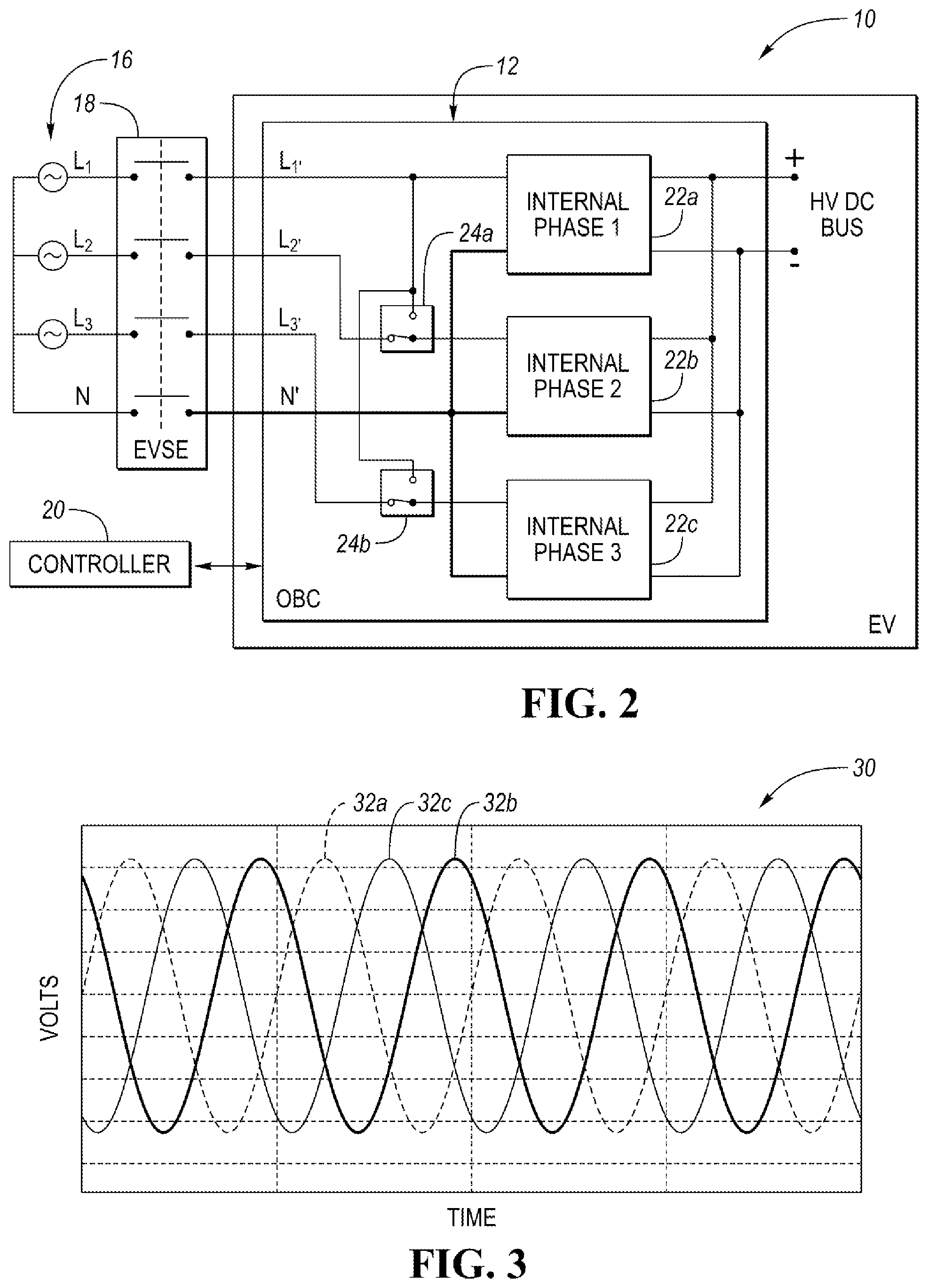 Patent US12157375 Figure 2 – Method and system for voltage-based detection of loss of neutral between on-board charger and multi-phase mains supply