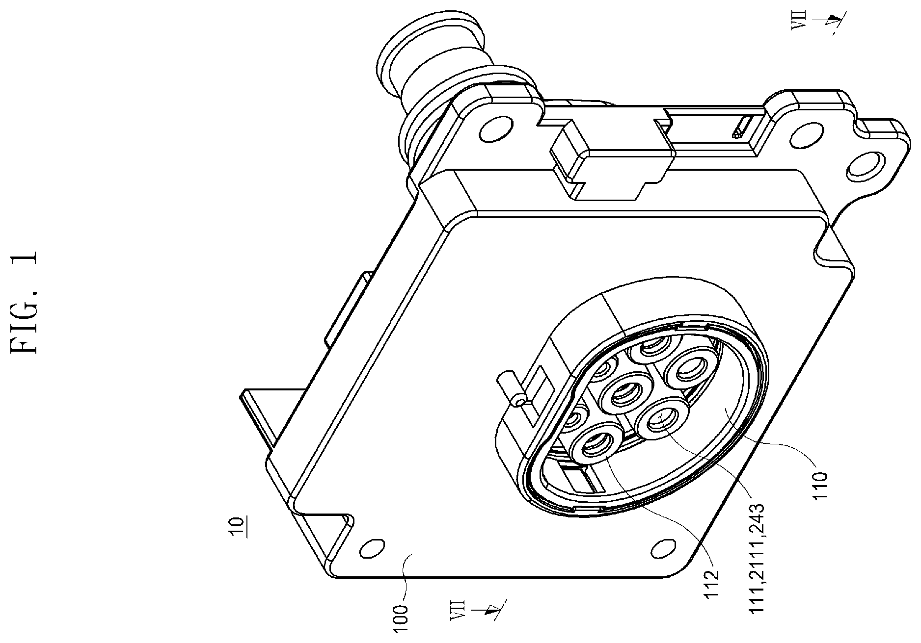 Patent US12157380 Figure 1 – Charging connector for vehicle