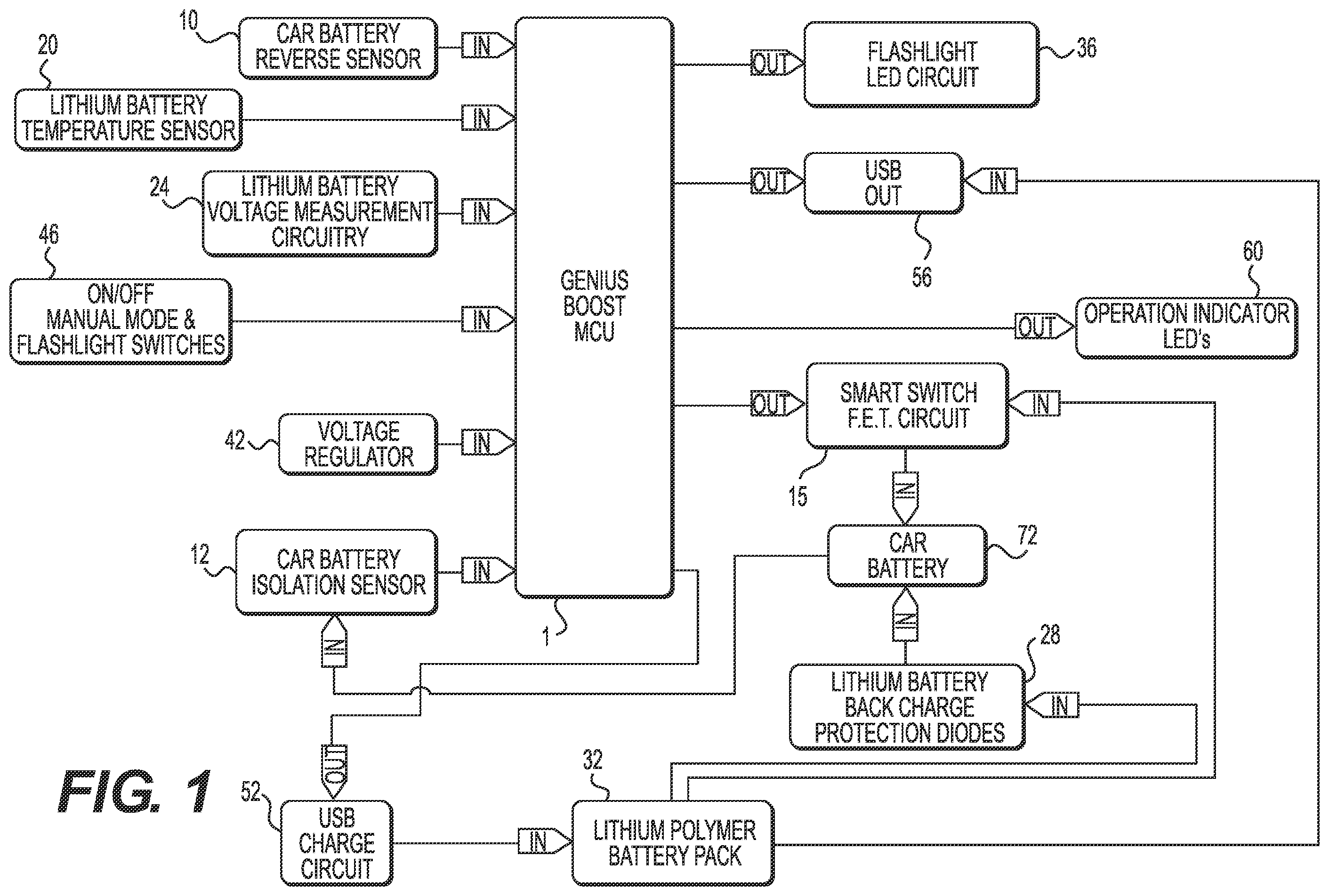 Patent US12157381 — Jump starting apparatus — Figure 1
