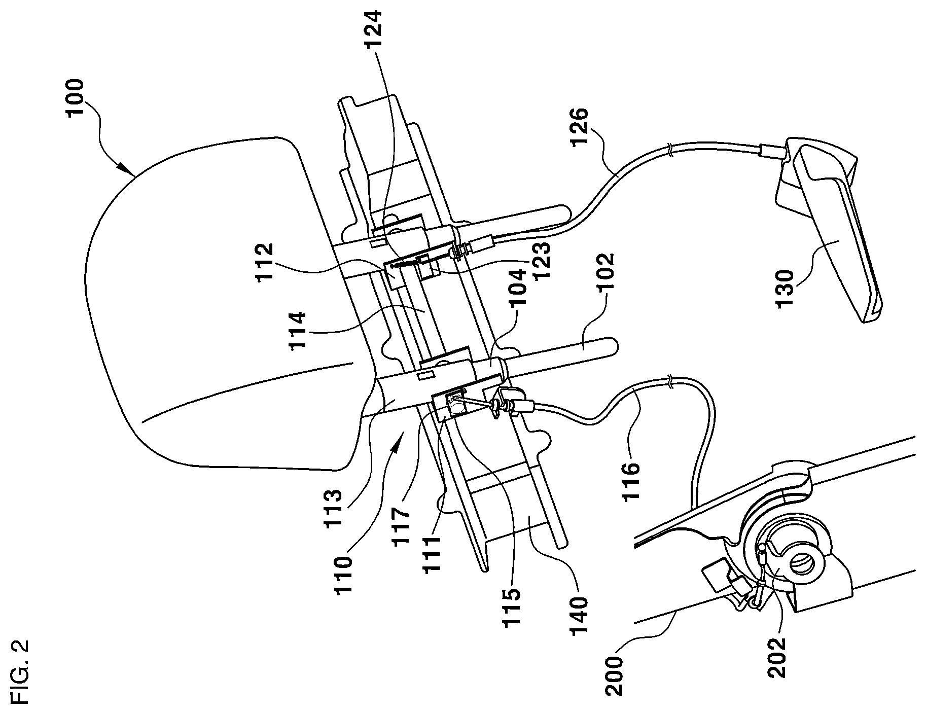 Patent US12157407 Figure 2 – Apparatus for rotating a headrest of a vehicle seat