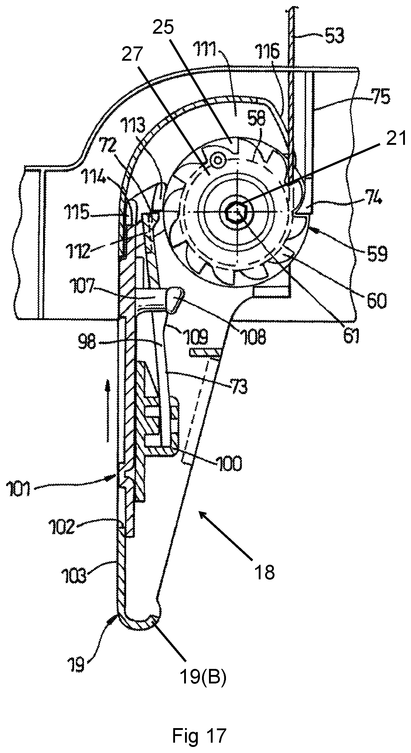 Patent US12157410 Figure 11 – Winding assembly and ratchet spool