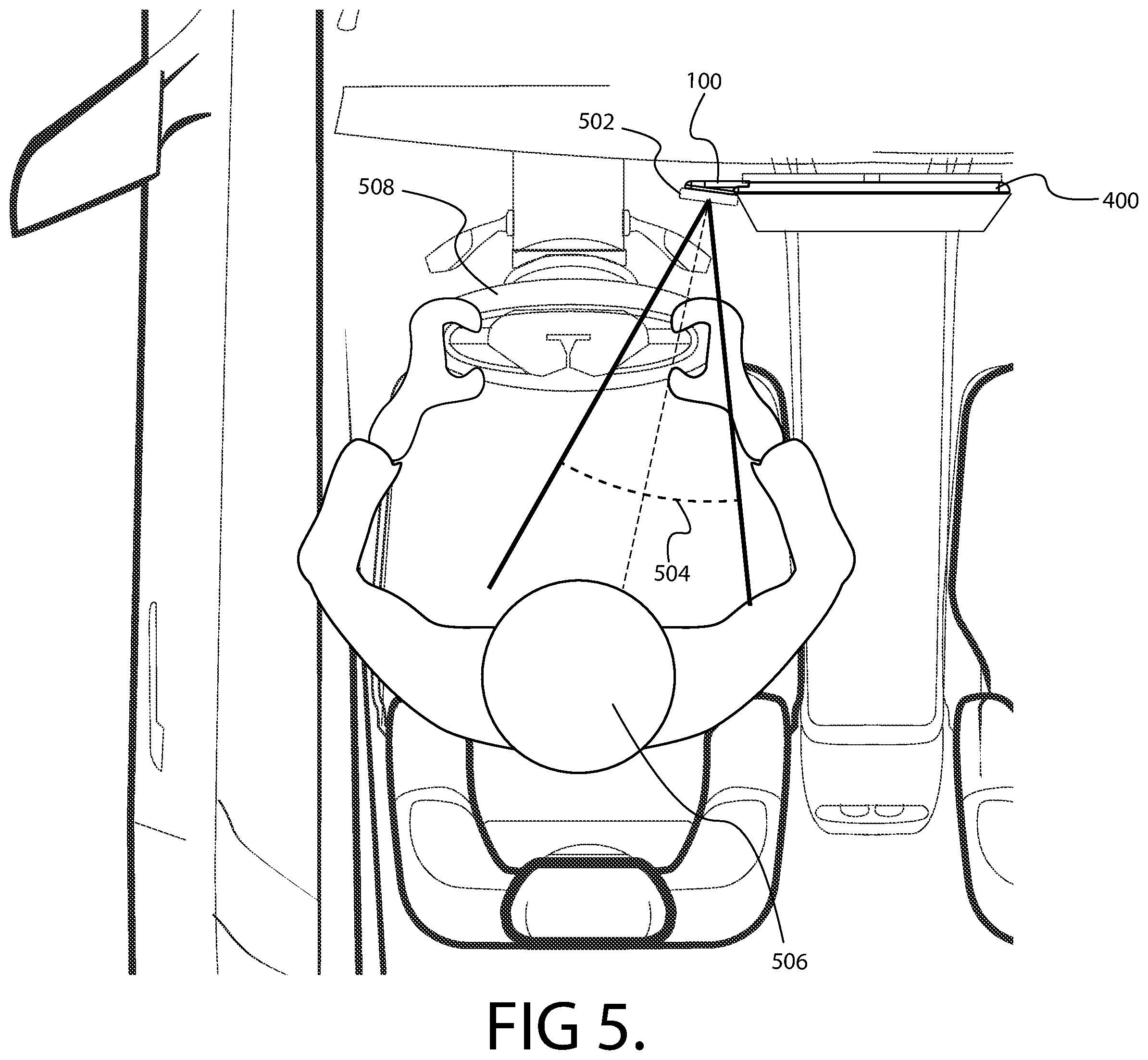 Patent US12157421 Figure 5 – Fixed angle car mount for a mobile device