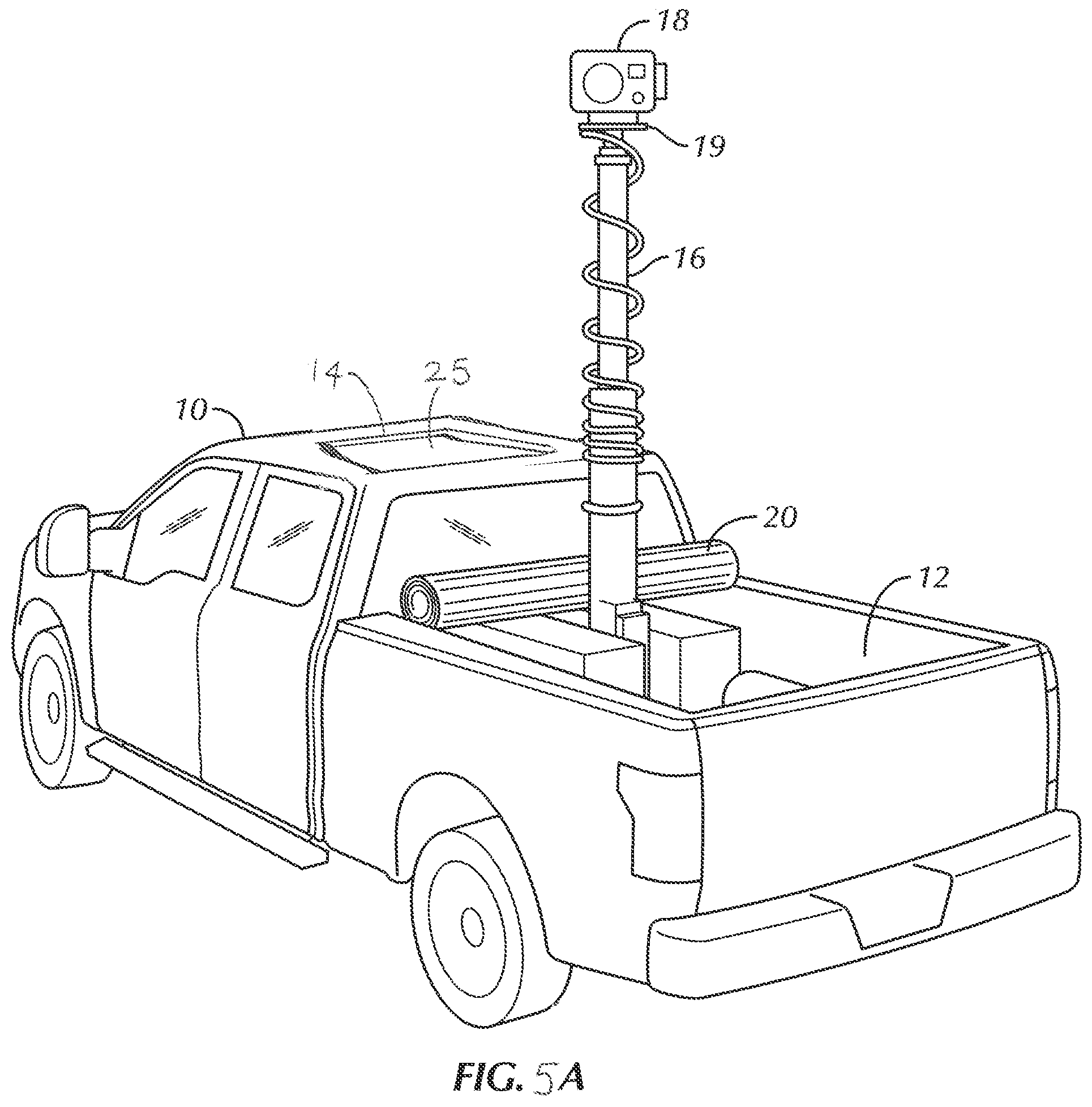 Patent US12157422 Figure 8 – Surveillance platform having a retractable telescoping structure that fully retracts within a vehicle and which has surveillance equipment mounted thereon, and sealing device mounted to the telescoping structure