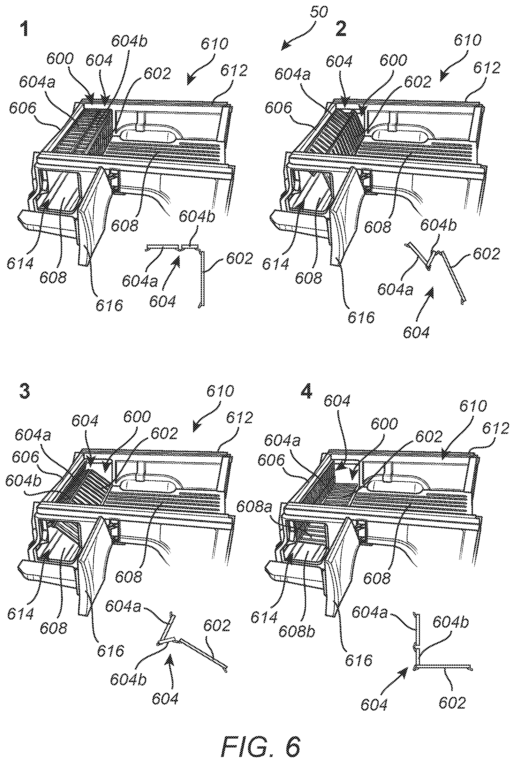 Patent US12157435 Figure 6 – Storage tunnel assembly for the bed of a pickup truck or other vehicle