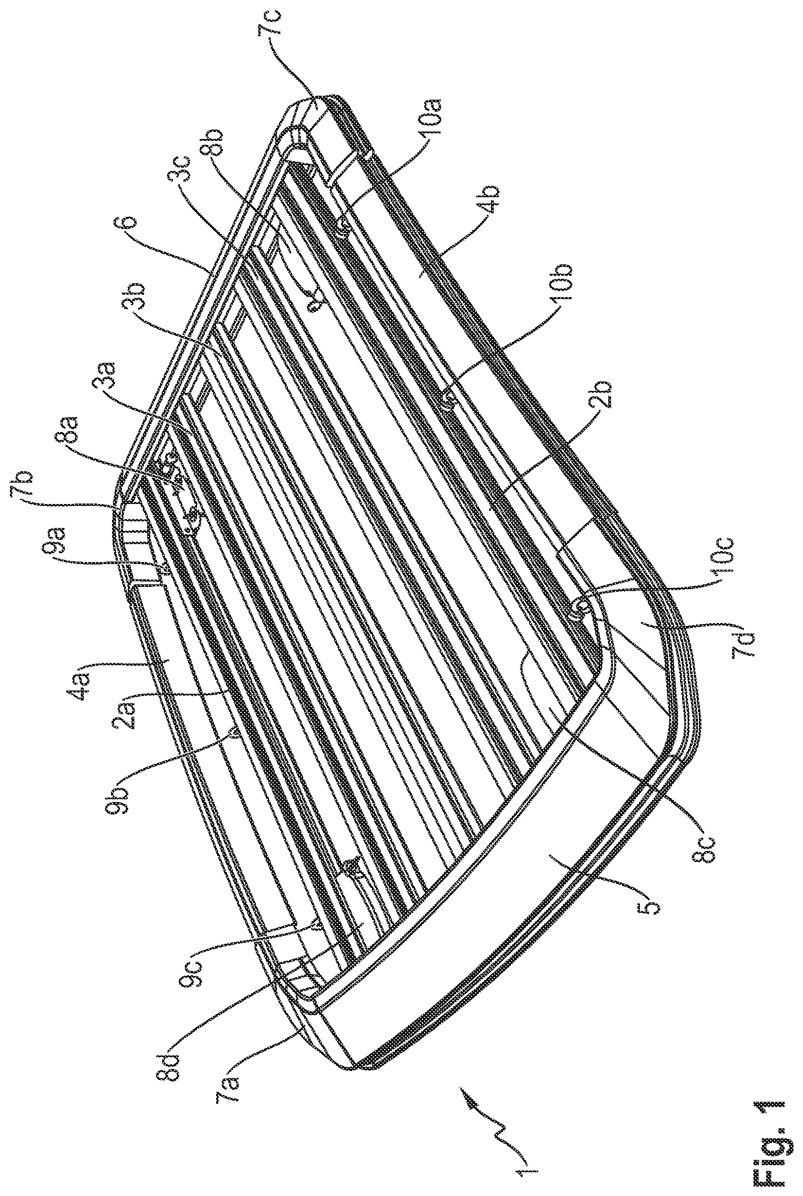 Patent US12157437 — Roof cargo tray for a motor vehicle — Figure 1