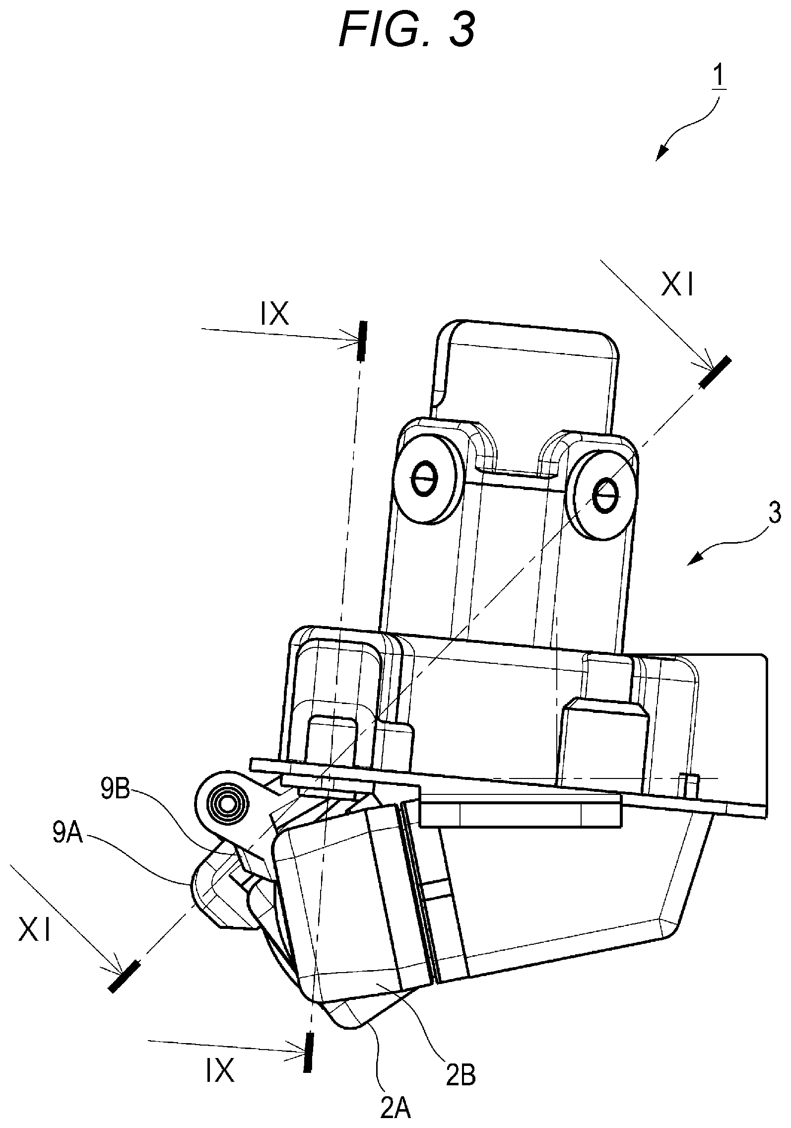 Patent US12157440 Figure 3 – Cleaner for vehicles, bracket for cleaners for vehicles, and cleaner unit for vehicles