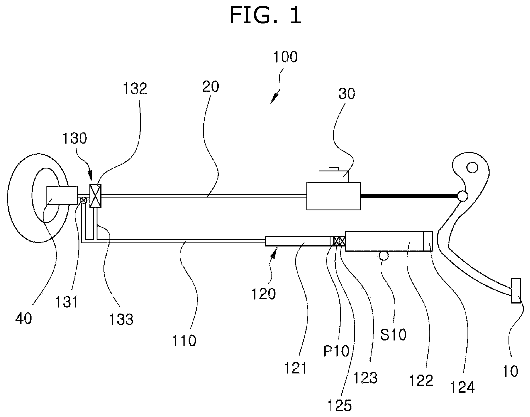 Patent US12157448 — Emergency braking device for automobile — Figure 1