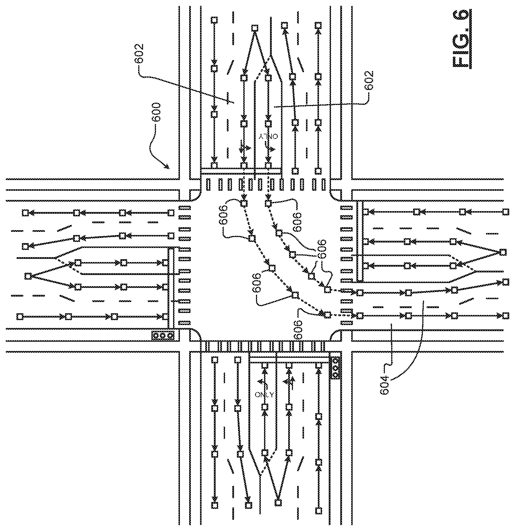 Patent US12157484 Figure 6 – V2-based roll-over alert in an intersection