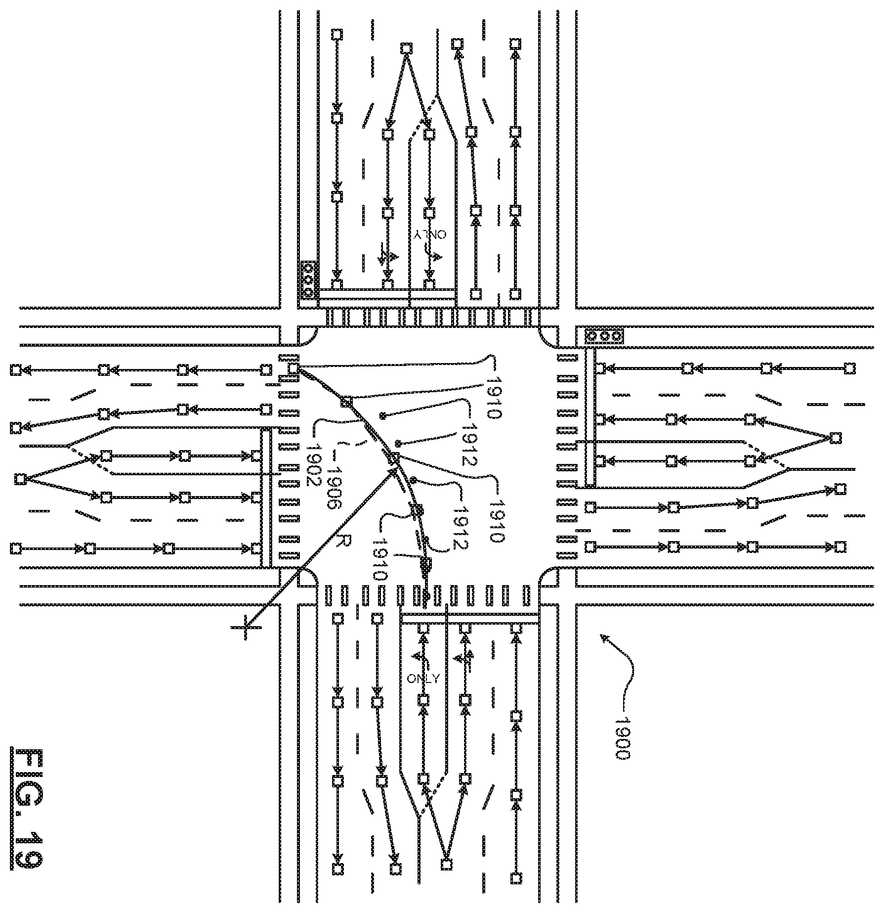 Patent US12157484 Figure 19 – V2-based roll-over alert in an intersection