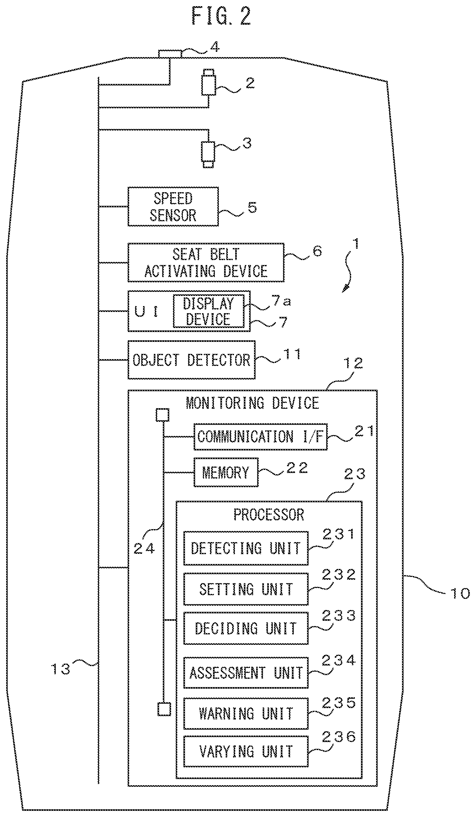 Patent US12157487 Figure 2 – Monitoring device, storage medium storing computer program for monitoring, and monitoring method