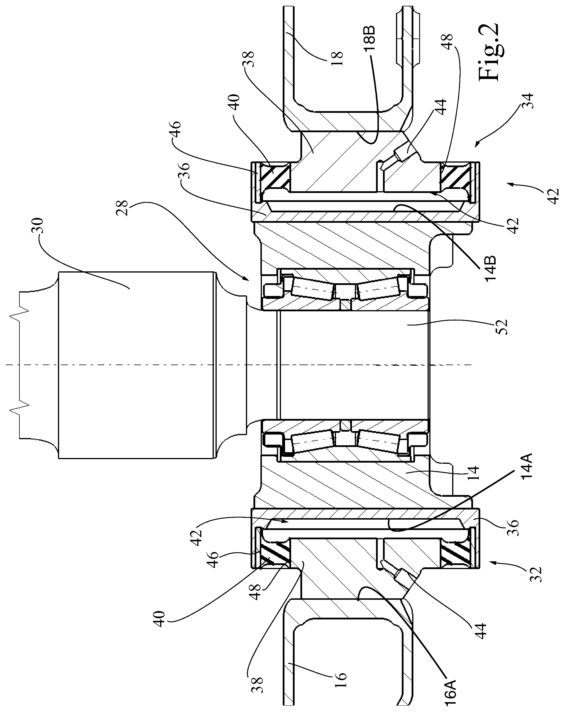 Patent US12157506 Figure 2 – Wheel axle guiding assembly with longitudinal hydro-mechanical converters and associated running gear