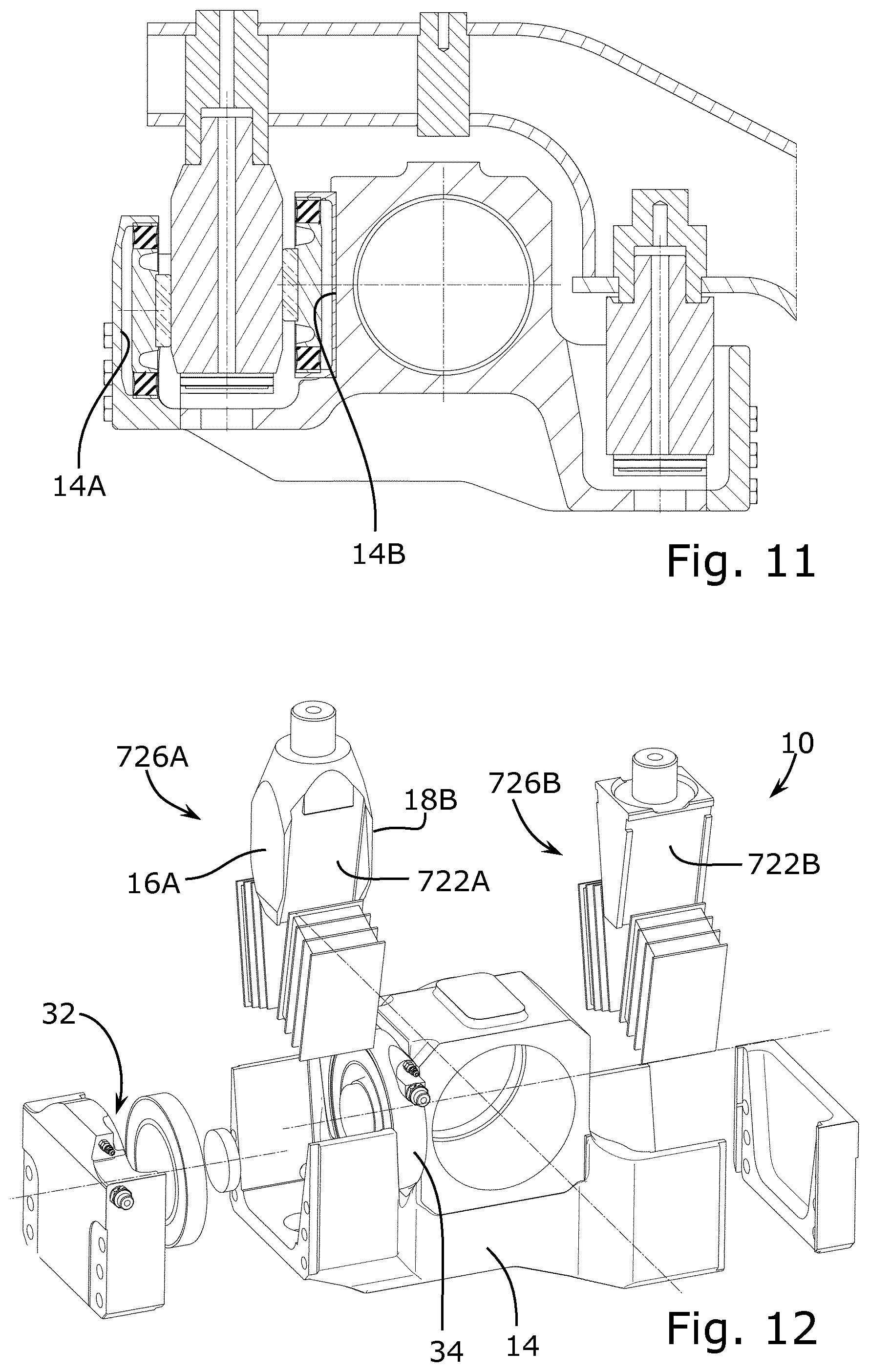 Patent US12157506 Figure 10 – Wheel axle guiding assembly with longitudinal hydro-mechanical converters and associated running gear