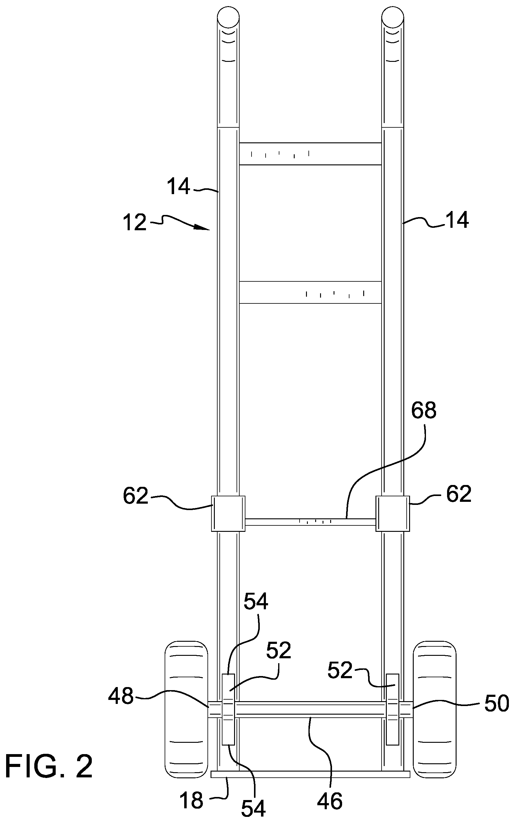 Patent US12157510 Figure 2 – Hand truck assembly