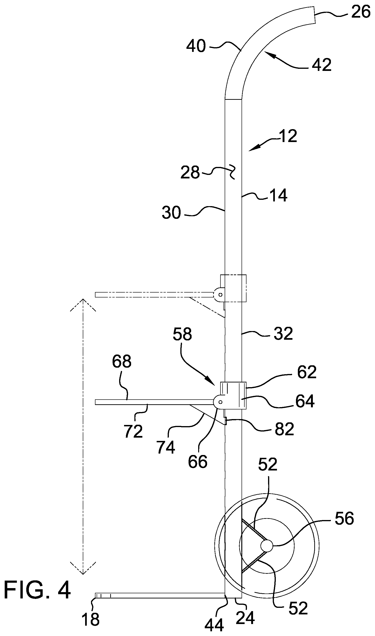 Patent US12157510 Figure 4 – Hand truck assembly