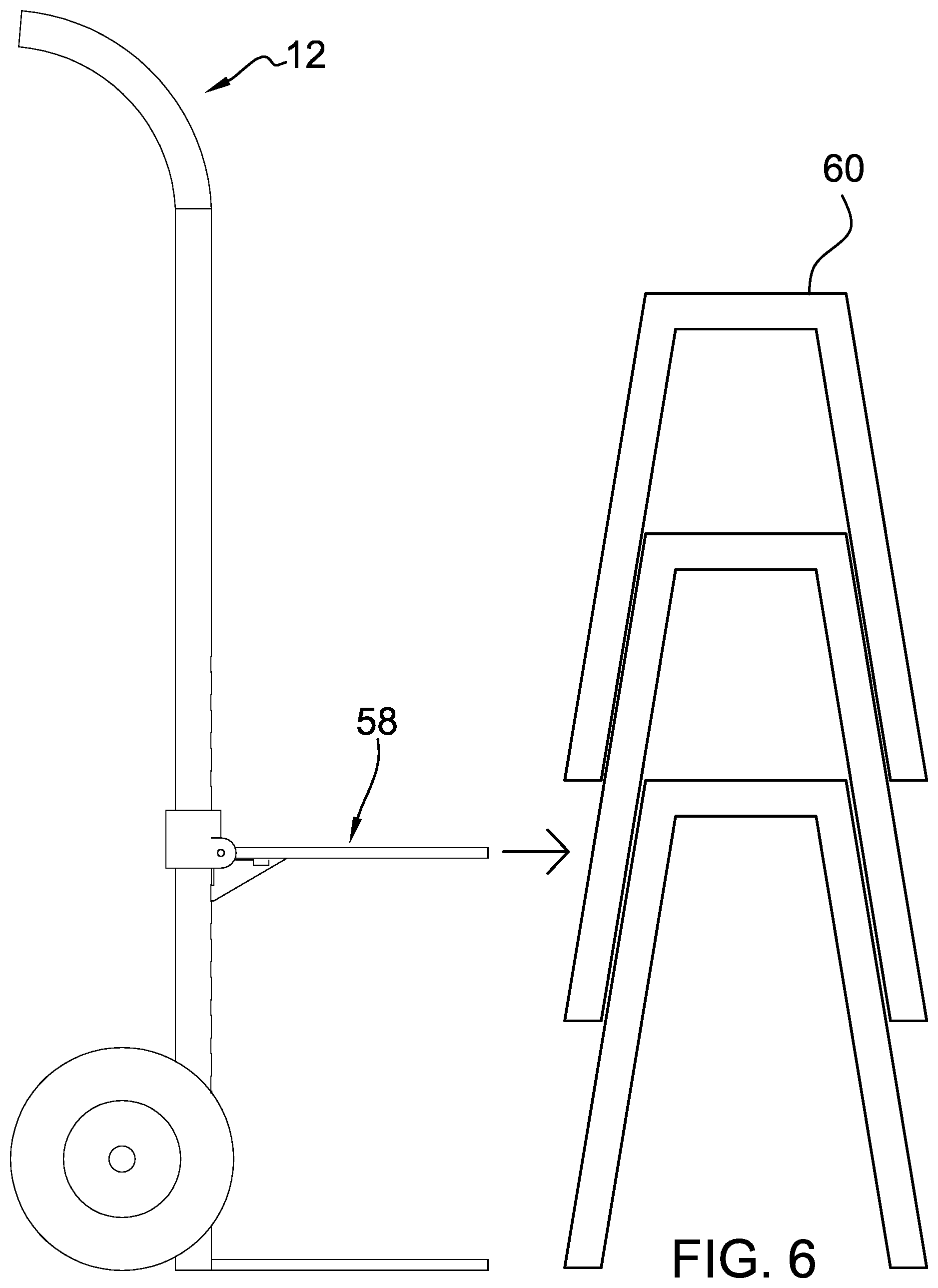 Patent US12157510 Figure 6 – Hand truck assembly