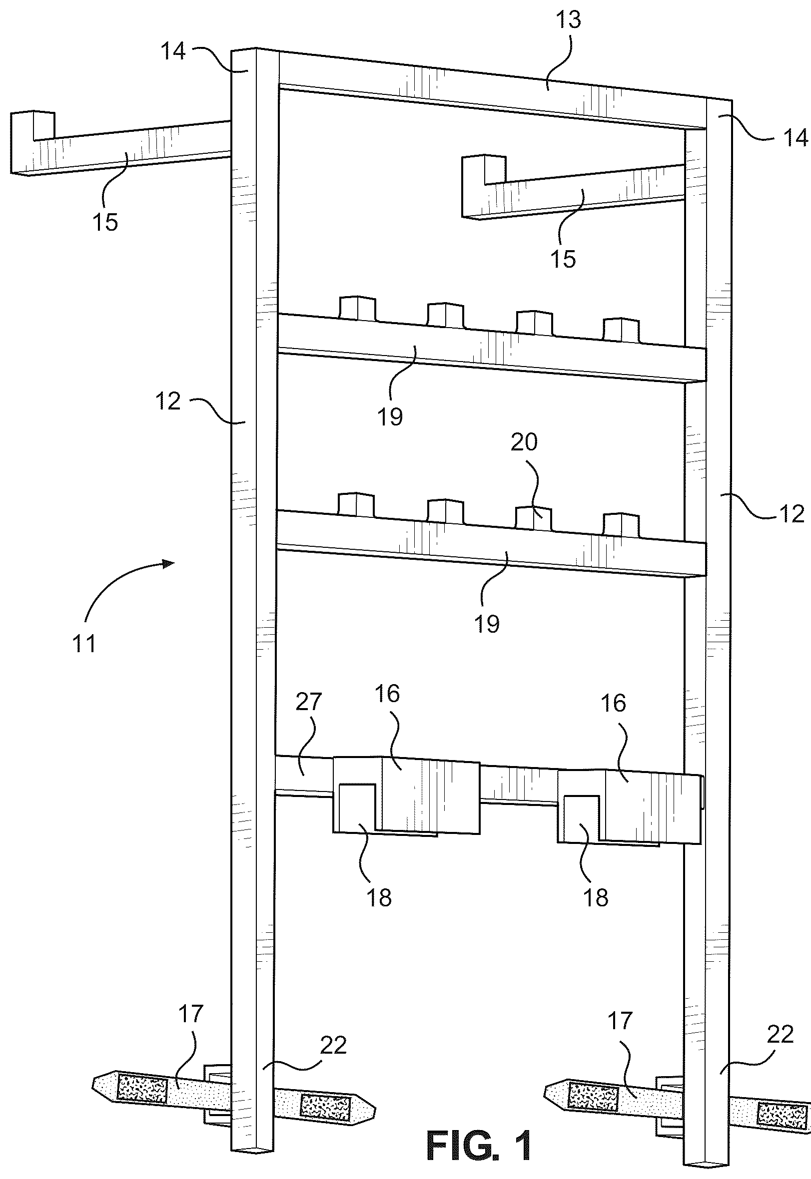 Patent US12157511 Figure 1 – Folding utility cart accessory device
