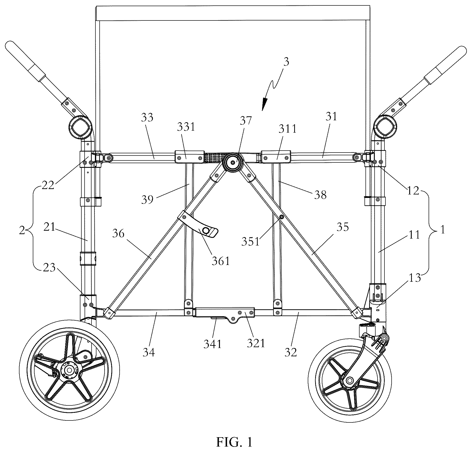Patent US12157512 Figure 1 – Folding cart