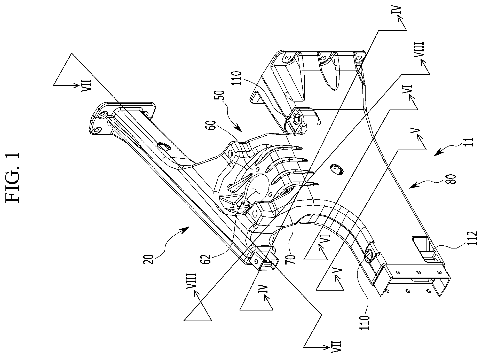 Patent US12157516 Figure 1 – Casting vehicle body structure
