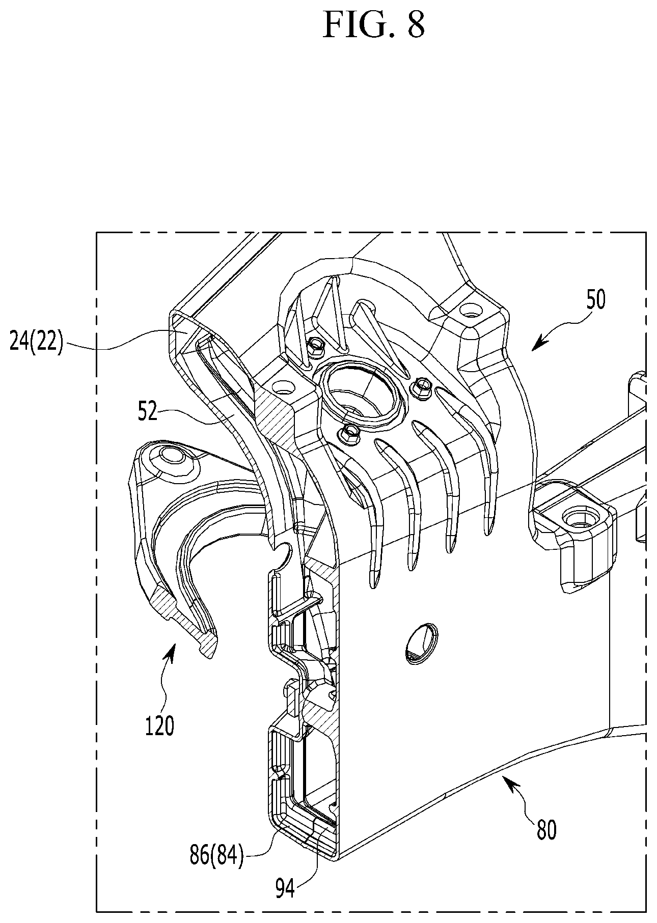 Patent US12157516 Figure 8 – Casting vehicle body structure