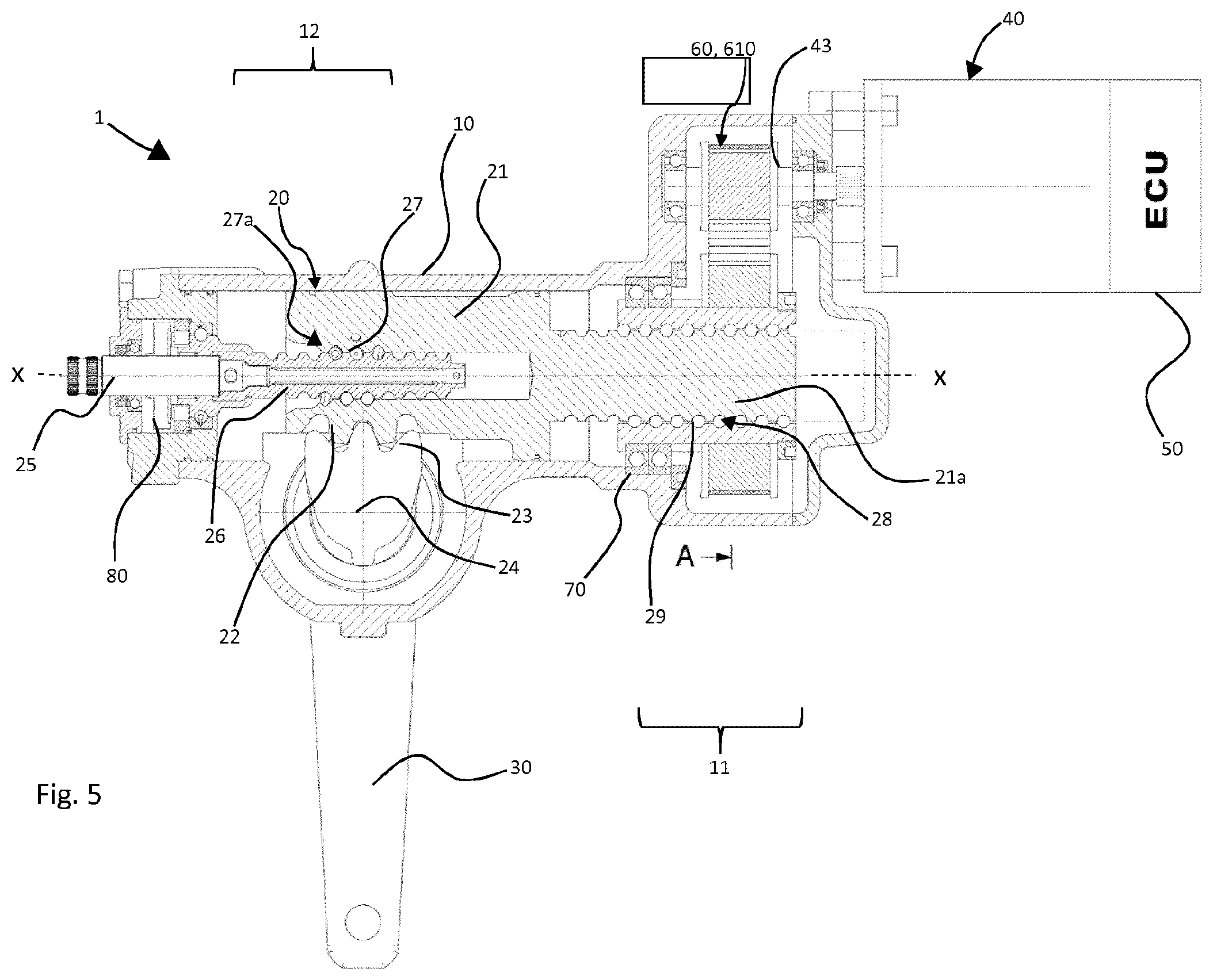 Patent US12157519 Figure 5 – Recirculating-ball steering system