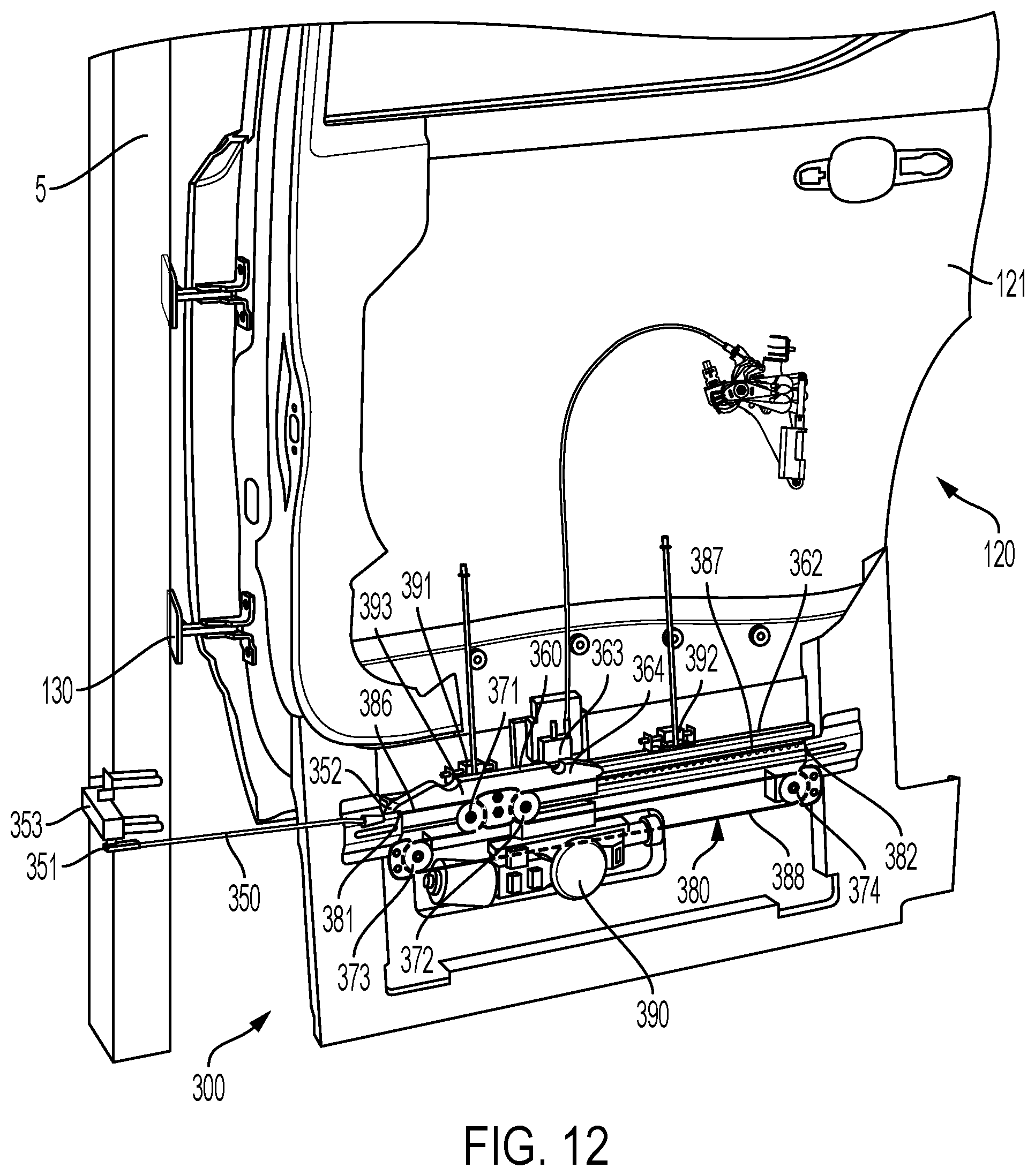 Patent US12157529 Figure 7 – Wheelchair accessible vehicle having a swing door and modification methods therefor