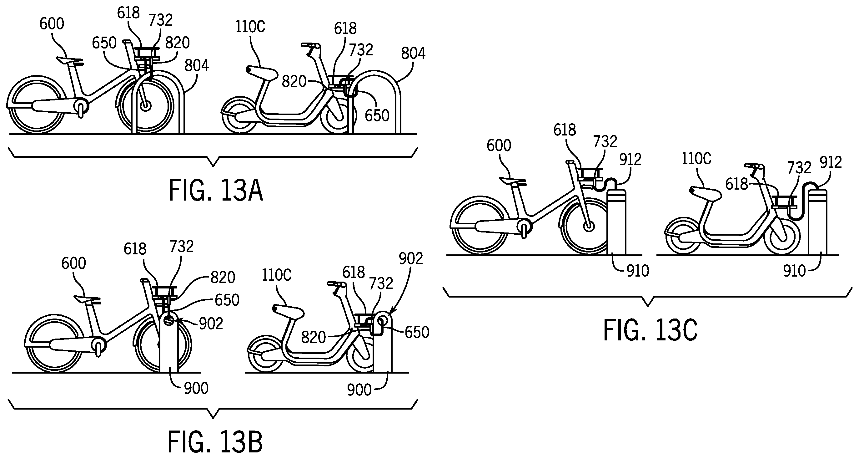 Patent US12157530 Figure 16 – Micromobility transit vehicle lock-to mechanism systems and methods